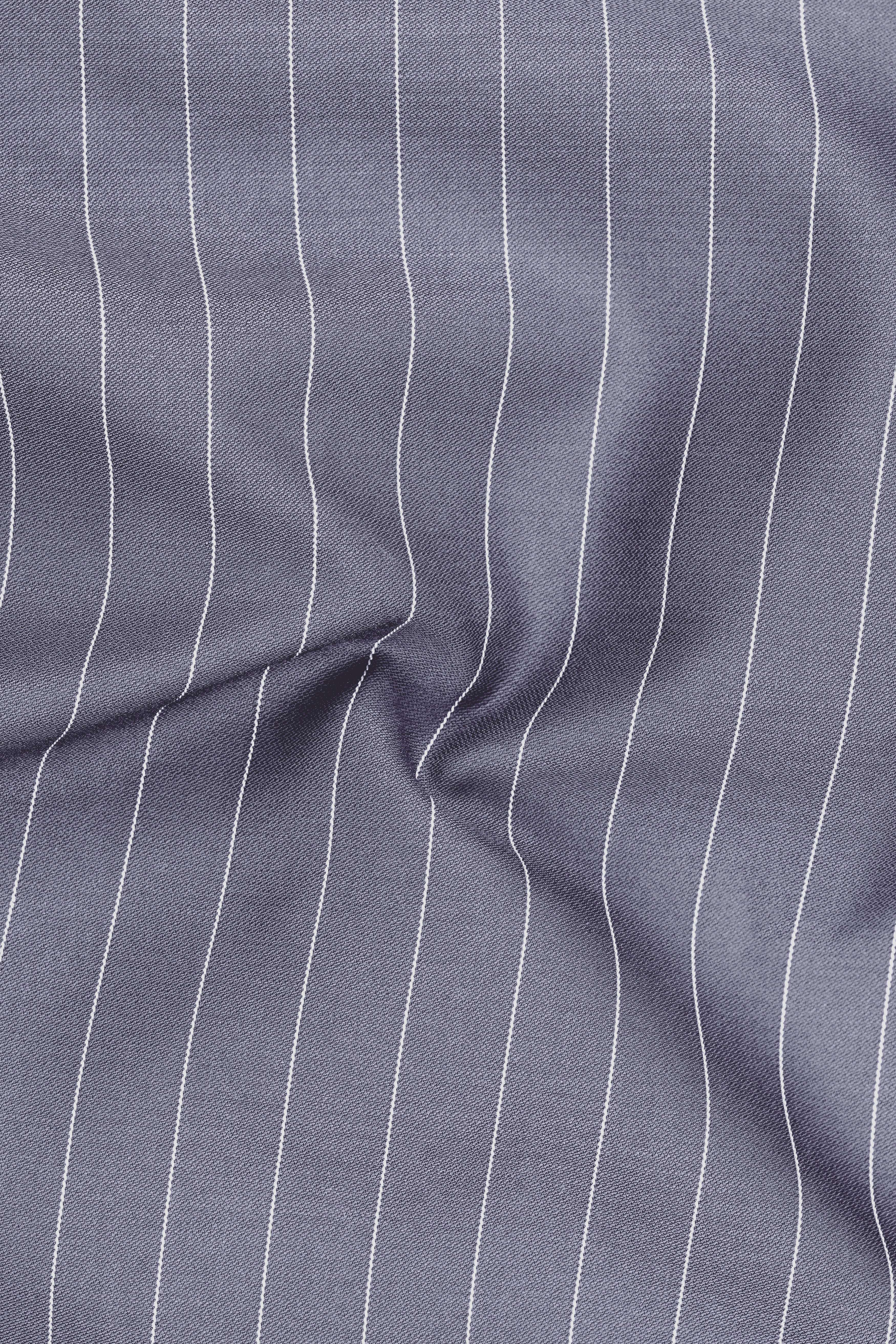 Regent-Mobster Gray And Bright White Chalk Striped Wool Rich Slight Stretch Waistcoat