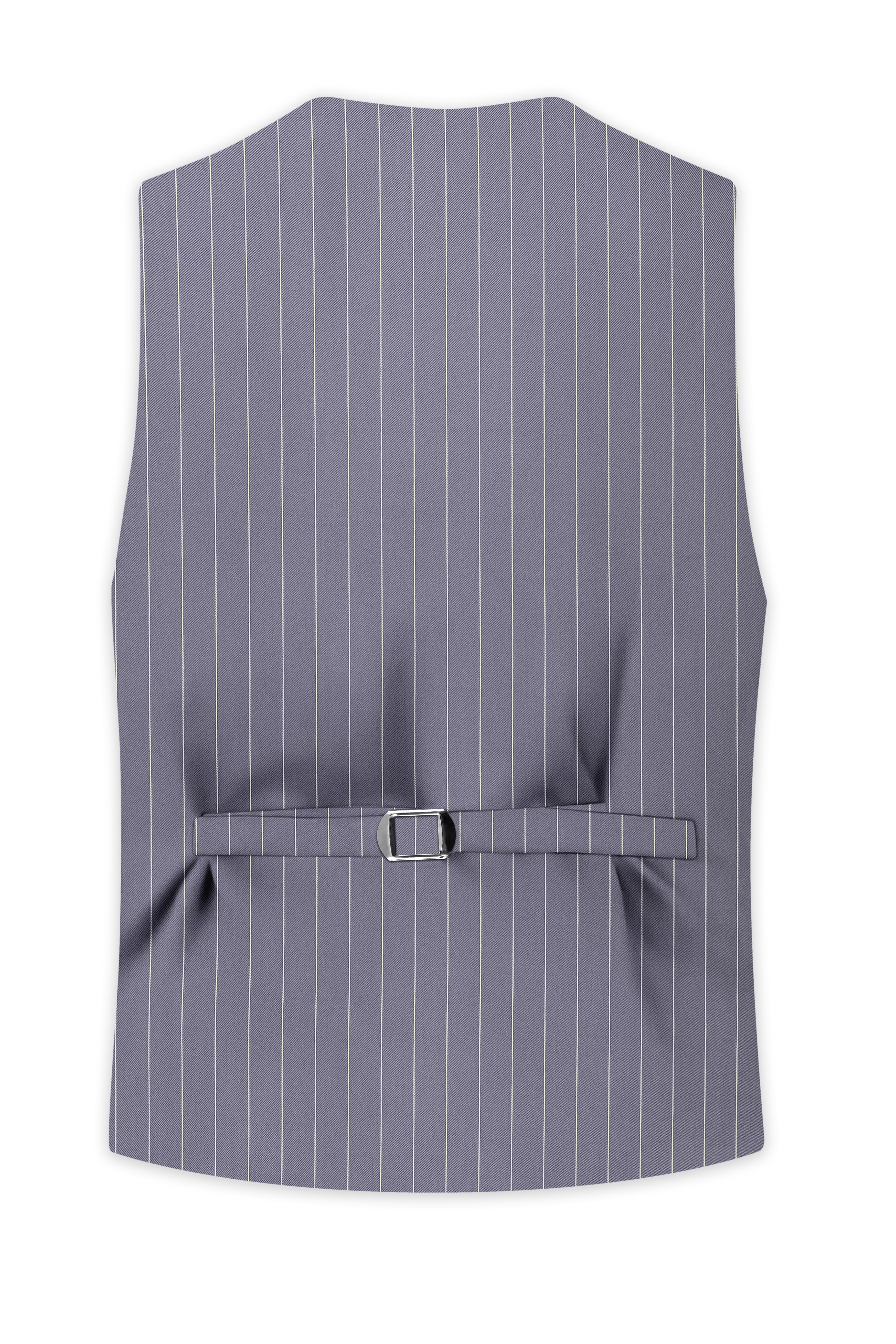 Regent-Mobster Gray And Bright White Chalk Striped Wool Rich Slight Stretch Waistcoat