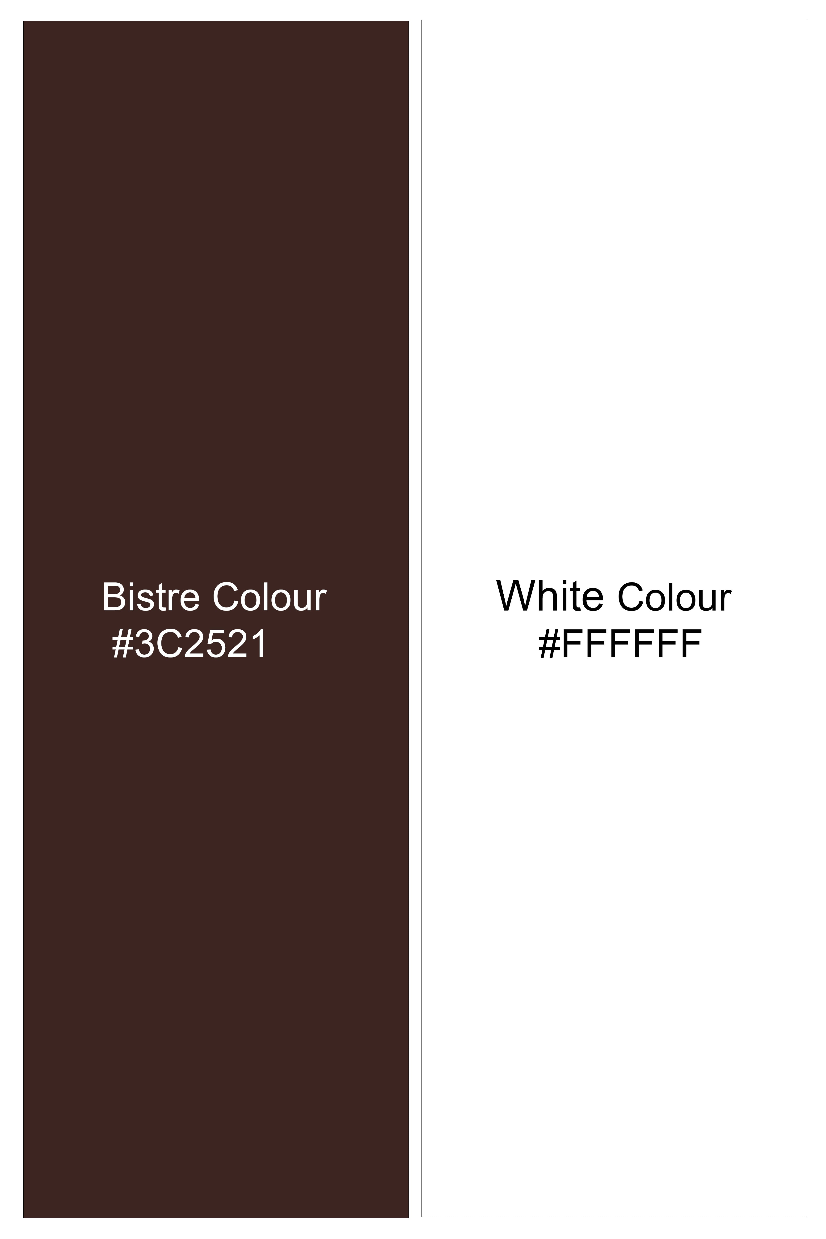 Bristol-Bistre Brown And Bright White Chalk Striped Wool Rich Slight Stretch Waistcoat