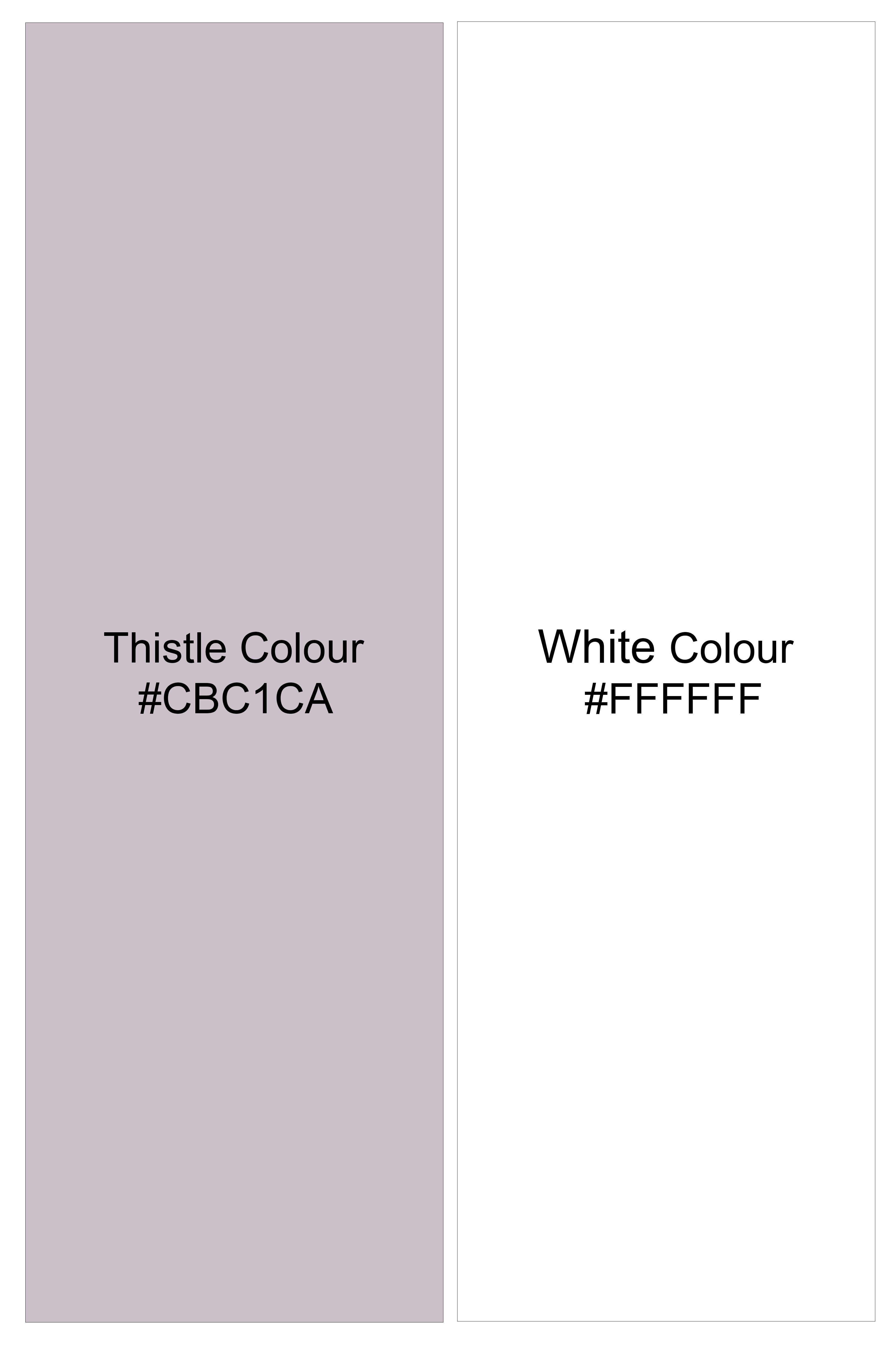 Roselle-Thistle Pink And Bright White Chalk Striped Wool Rich Slight Stretch Waistcoat