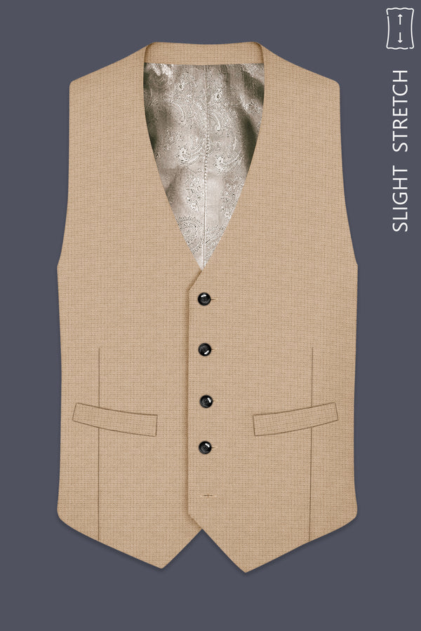 Mahogany-Pavlova Brown Diamond Textured Wool Rich Slight Stretch Waistcoat