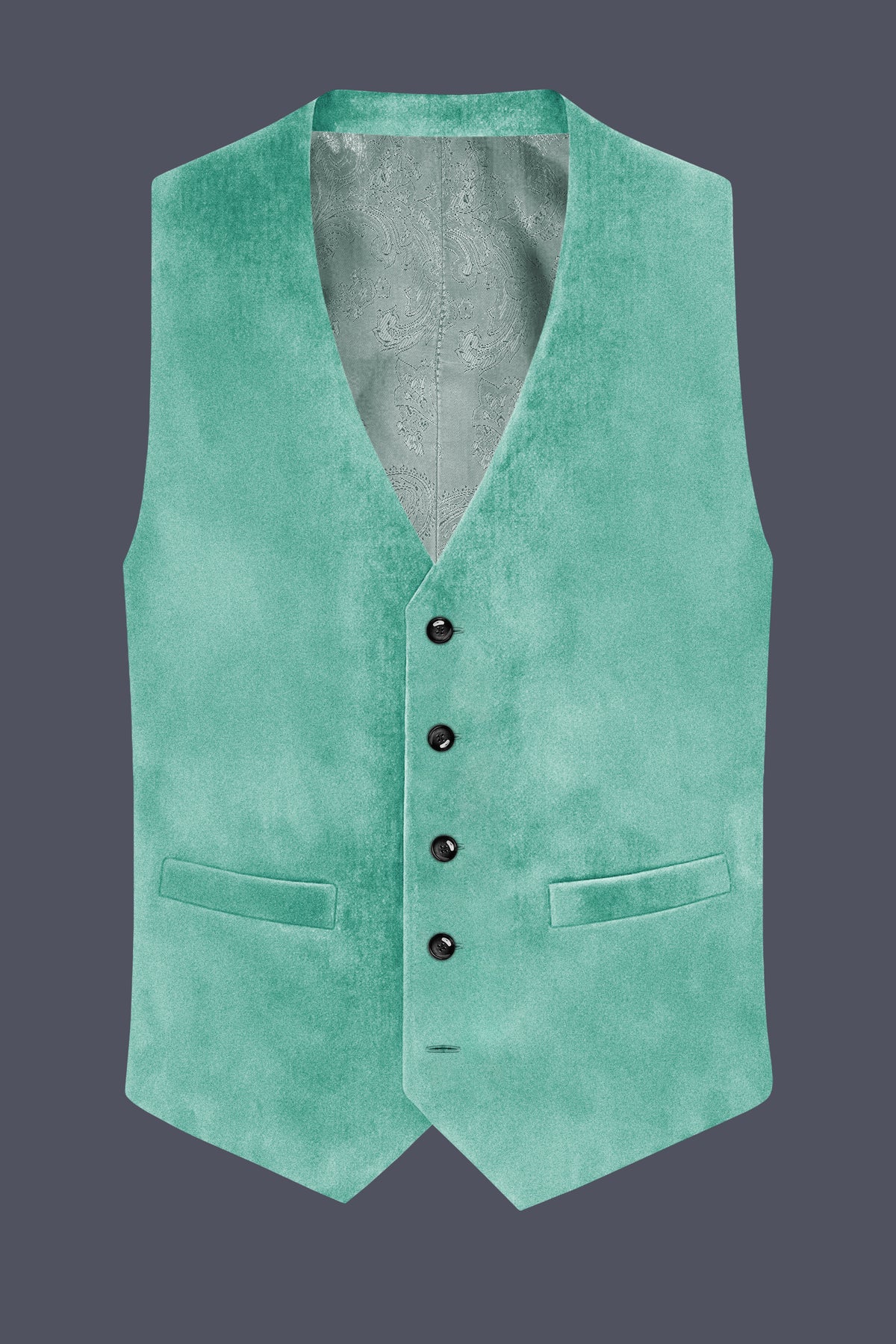 Sapphire-Cyan Blue Velvet Waistcoat