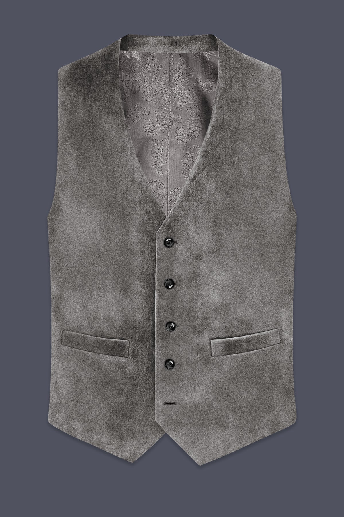 Noir-Chicago Gray Velvet Waistcoat