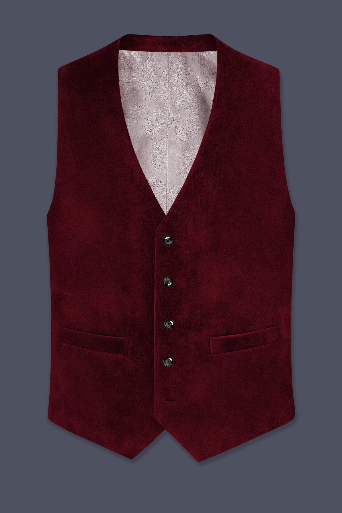 Aurelio-Aubergine Red Velvet Waistcoat