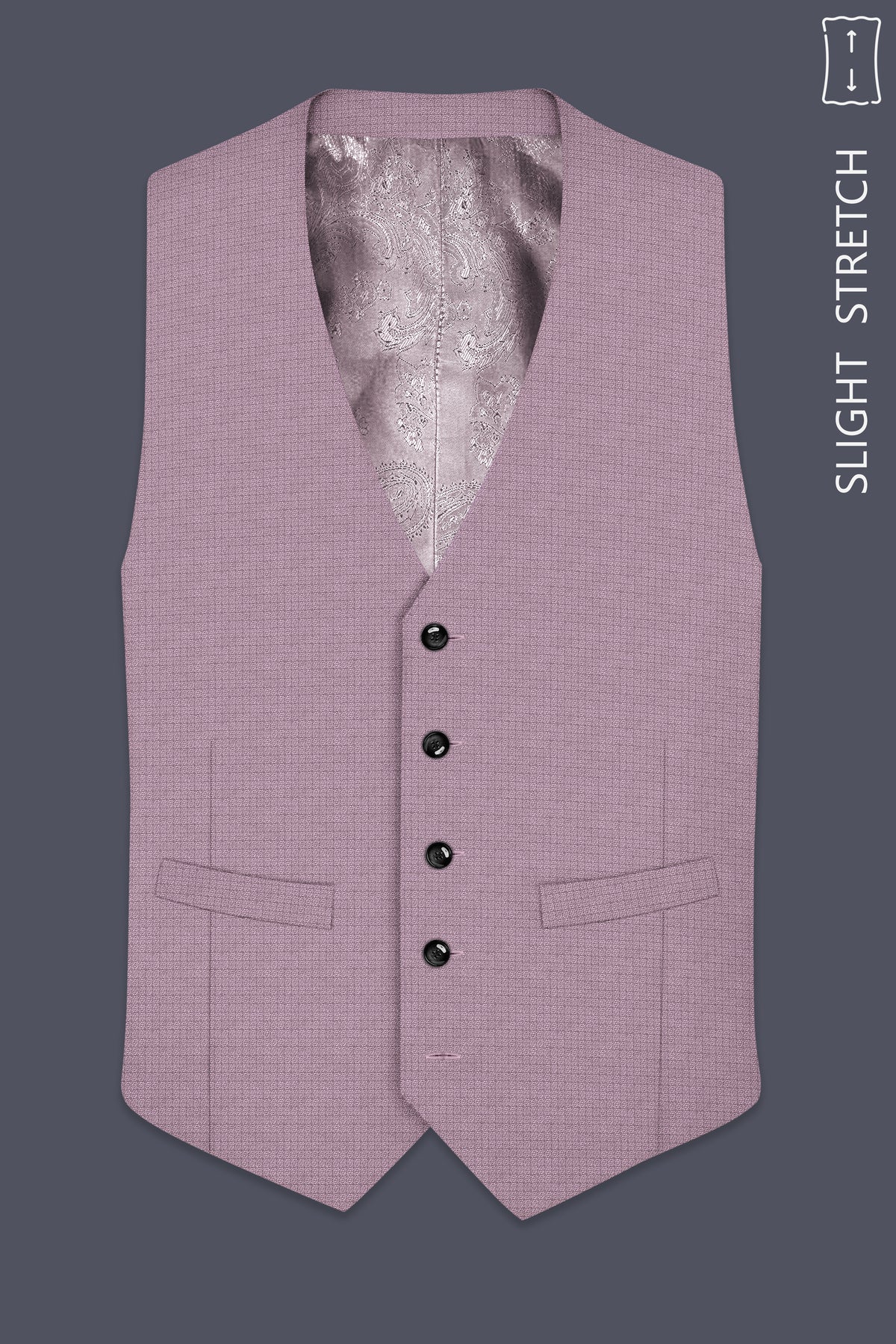 Regalia-Mountbatten Pink Diamond Textured Wool Rich Slight Stretch Waistcoat