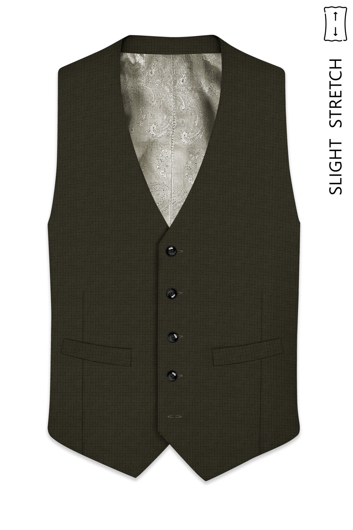 Prestige-Zeus Green Diamond Textured Wool Rich Slight Stretch Waistcoat