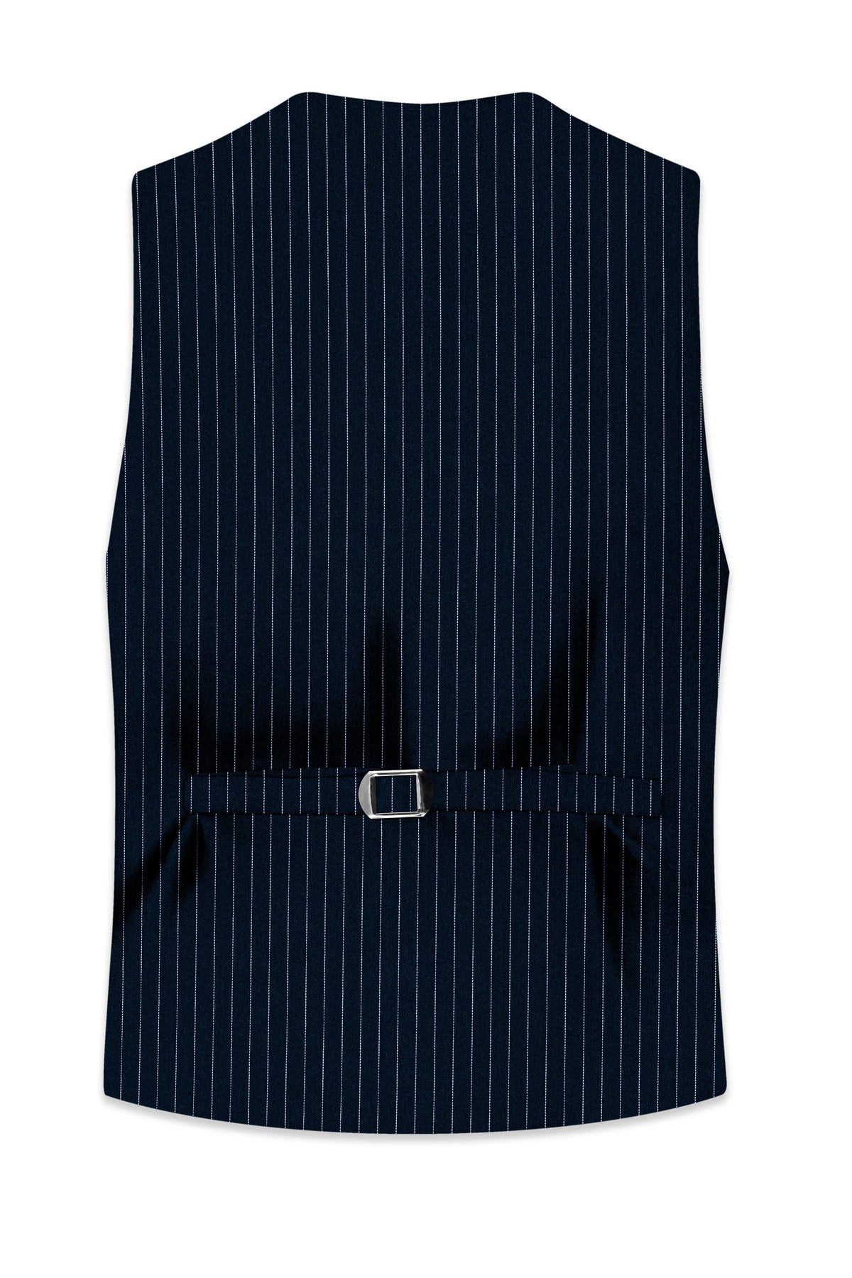 Zenith-Imperial Teal Green And Bright White Chalk Striped Wool Rich Wrinkle-Free Fluid Drape Fabric Waistcoat