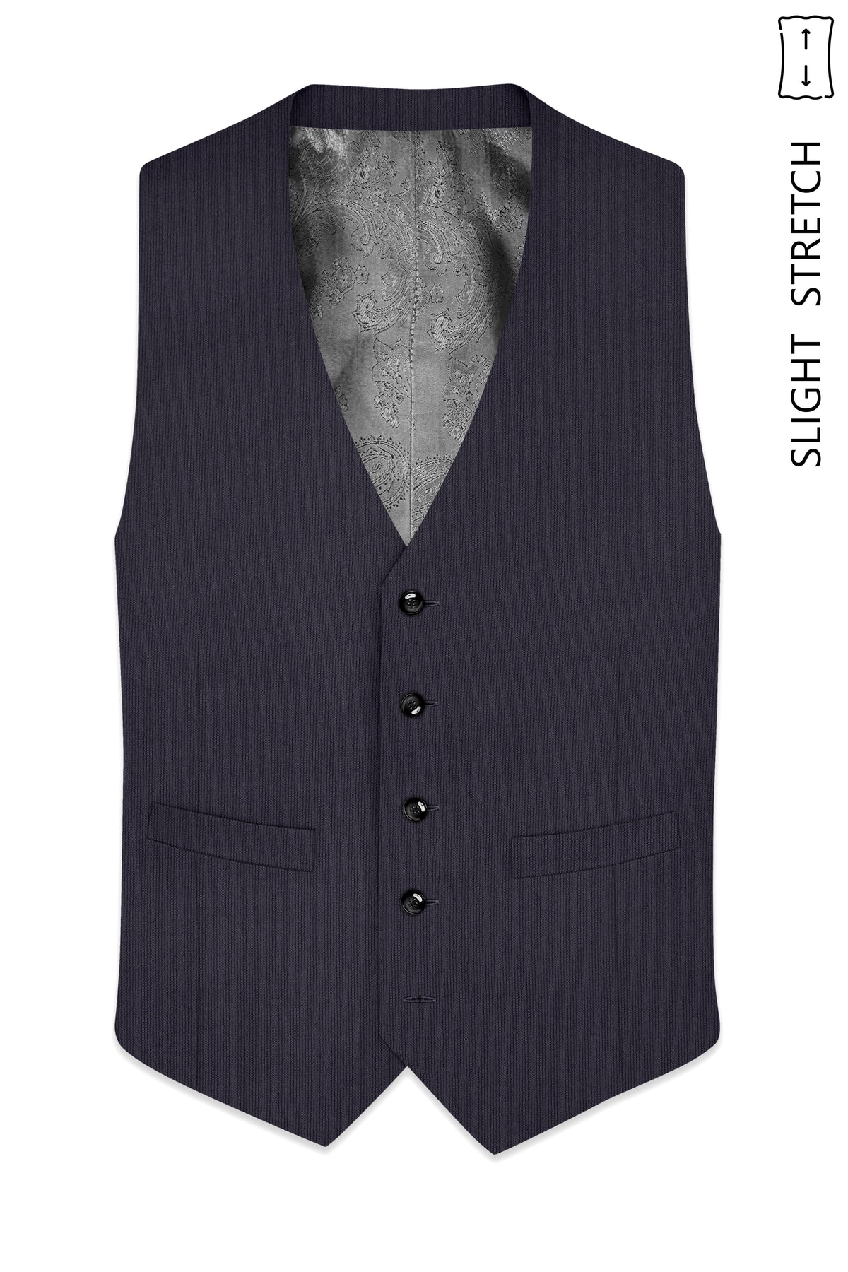 Aurelio-Charade Gray Diamond Textured Wool Rich Slight Stretch Waistcoat