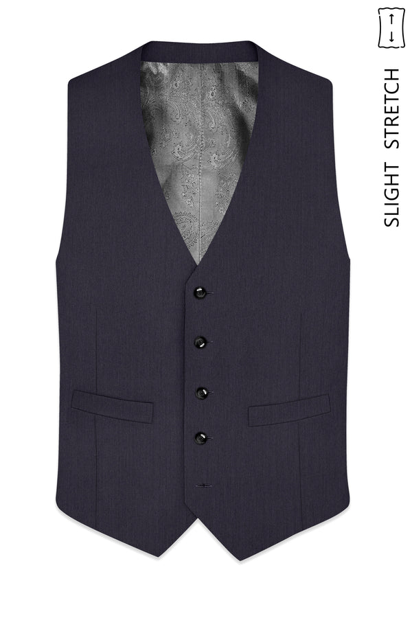 Aurelio-Charade Gray Diamond Textured Wool Rich Slight Stretch Waistcoat