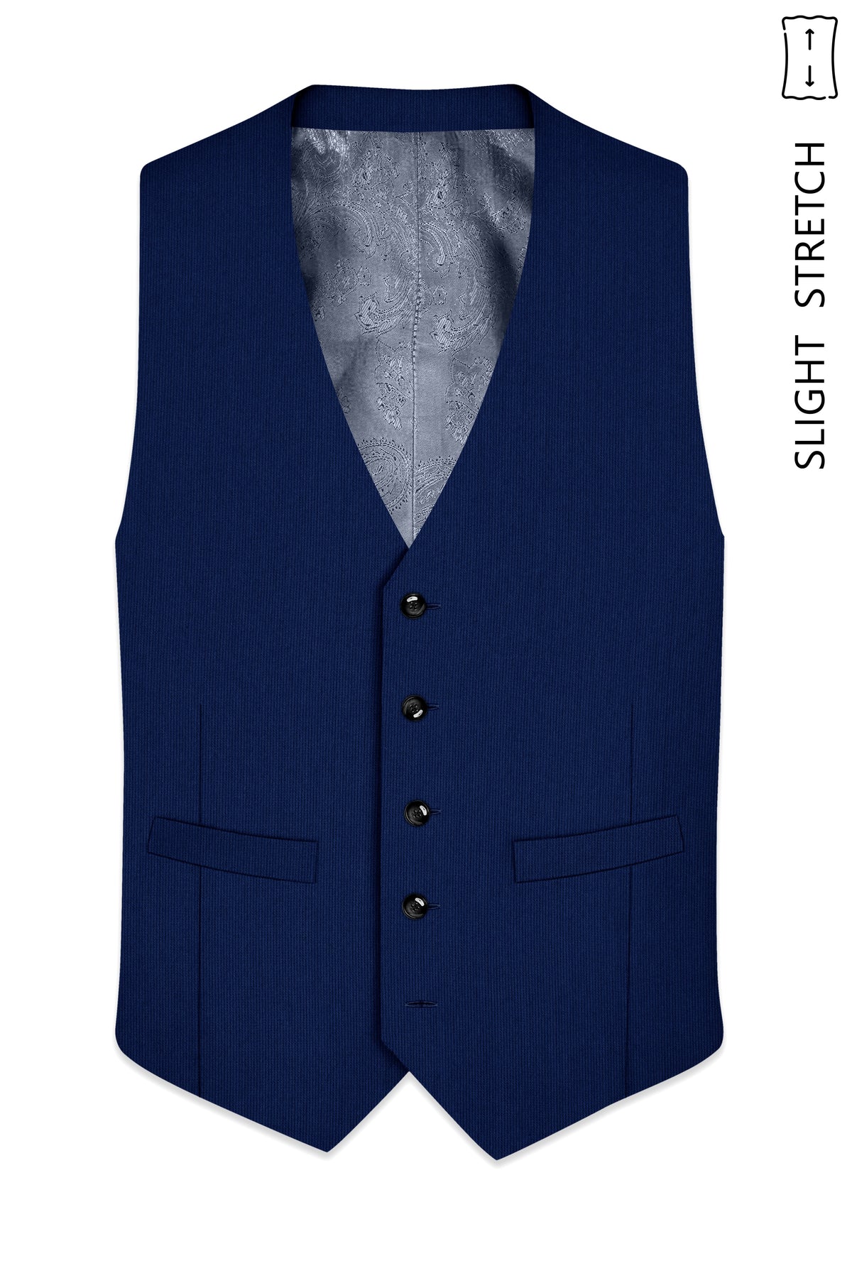 Velmont-Bunting Blue Diamond Textured Wool Rich Slight Stretch Waistcoat