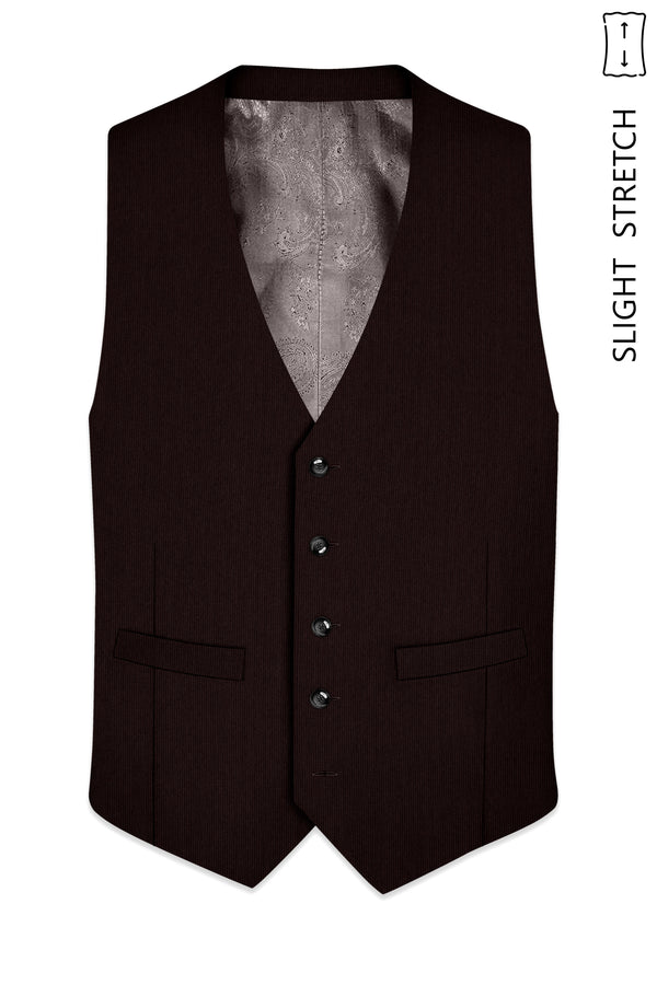 Terrano-Creole Brown Diamond Textured Wool Rich Slight Stretch Waistcoat