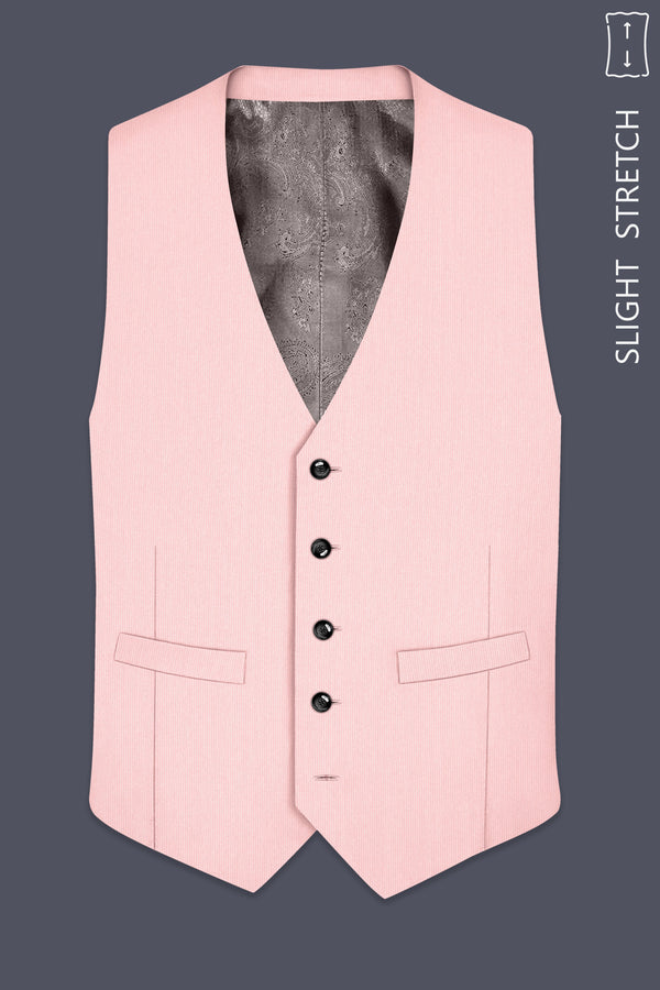 Elara-Cosmos Pink Diamond Textured Wool Rich Slight Stretch Waistcoat
