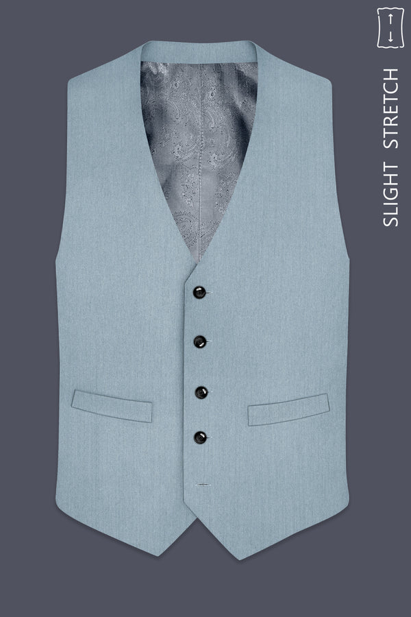 Sterling-Cadet Gray Diamond Textured Wool Rich Slight Stretch Waistcoat