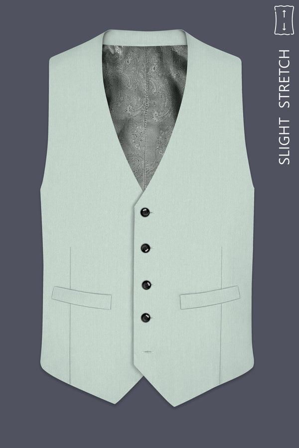 Viridis-Pumice Green Diamond Textured Wool Rich Slight Stretch Waistcoat