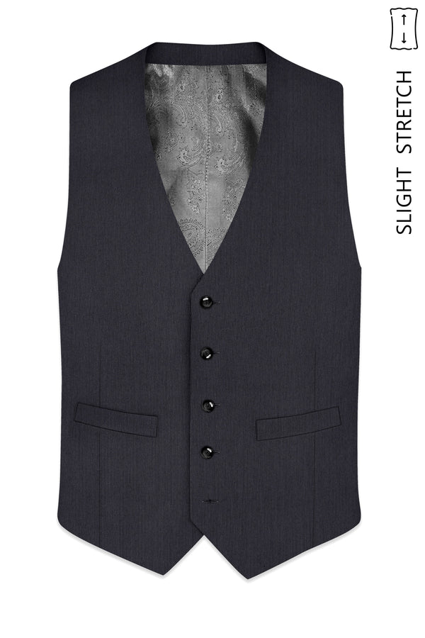 Axton-Baltic Sea Gray Diamond Textured Wool Rich Slight Stretch Waistcoat