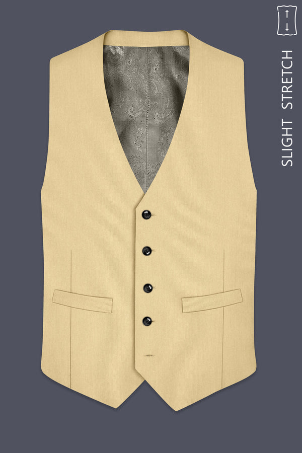 Dorian-Pavlova Cream Diamond Textured Wool Rich Slight Stretch Waistcoat