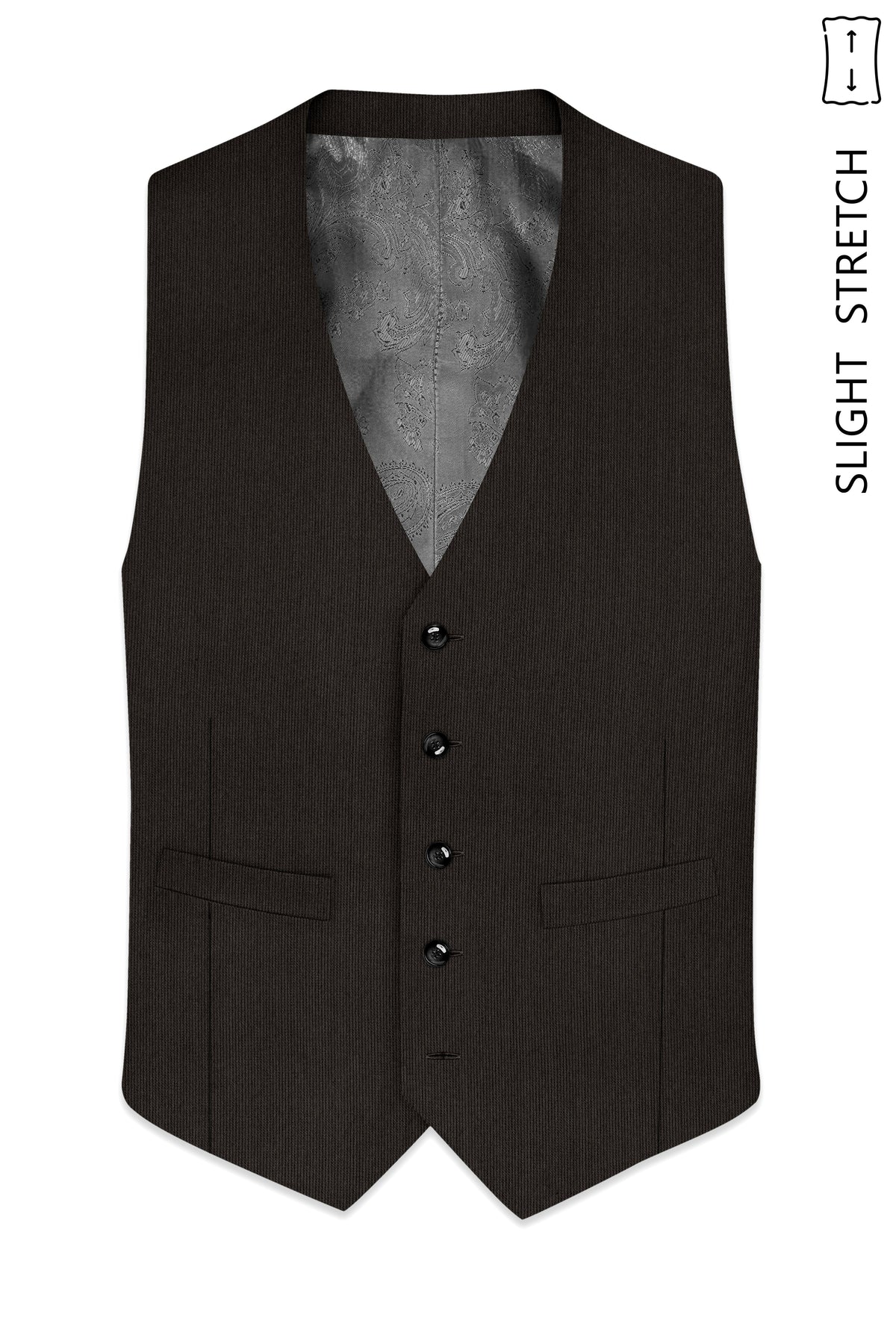 Grayson-Zeus Brown Diamond Textured Wool Rich Slight Stretch Waistcoat