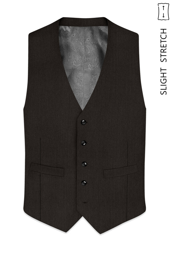 Grayson-Zeus Brown Diamond Textured Wool Rich Slight Stretch Waistcoat