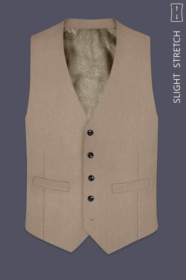 Terran-Sandrift Brown Diamond Textured Wool Rich Slight Stretch Waistcoat