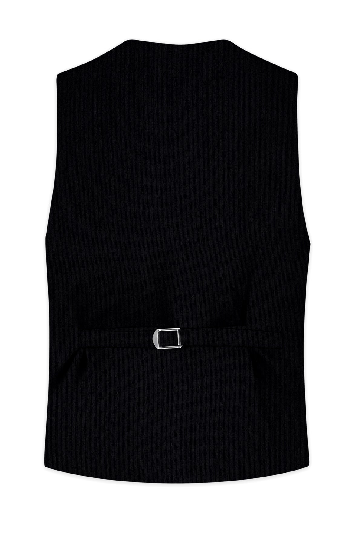 Onyx-Jade Black Diamond Textured Wool Rich Slight Stretch Waistcoat