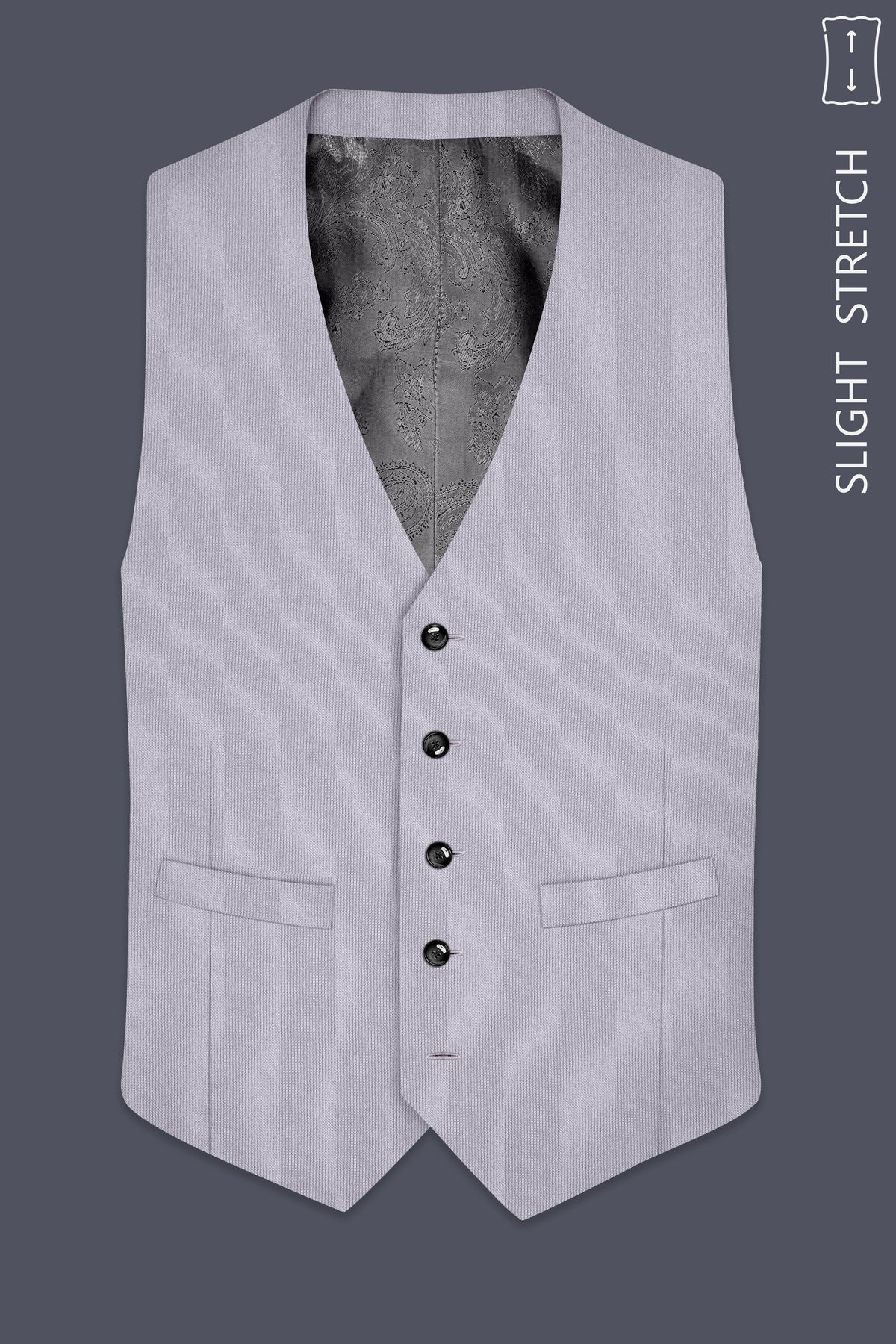 Virelli-Suva Gray Diamond Textured Wool Rich Slight Stretch Waistcoat