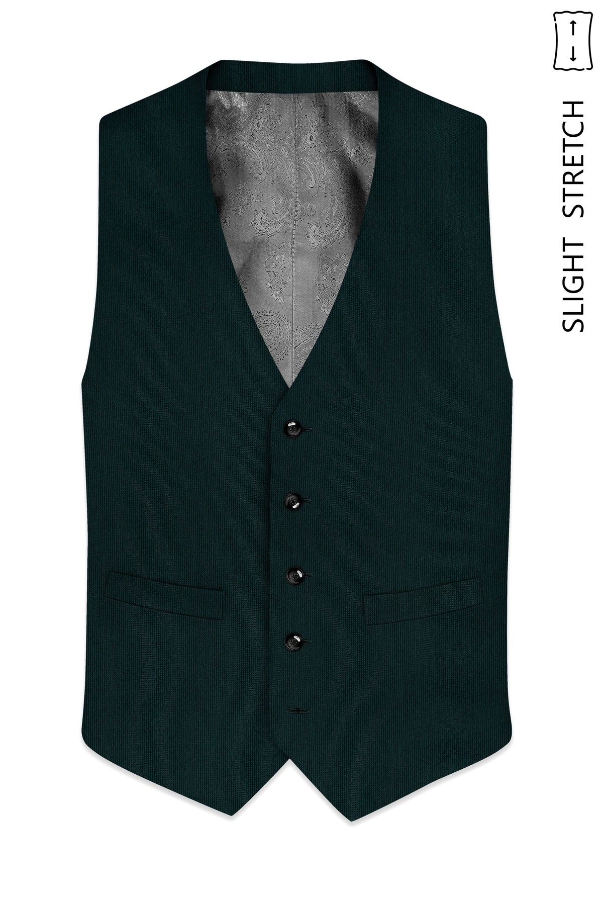 Viridian-Burnham Green Diamond Textured Wool Rich Slight Stretch Waistcoat