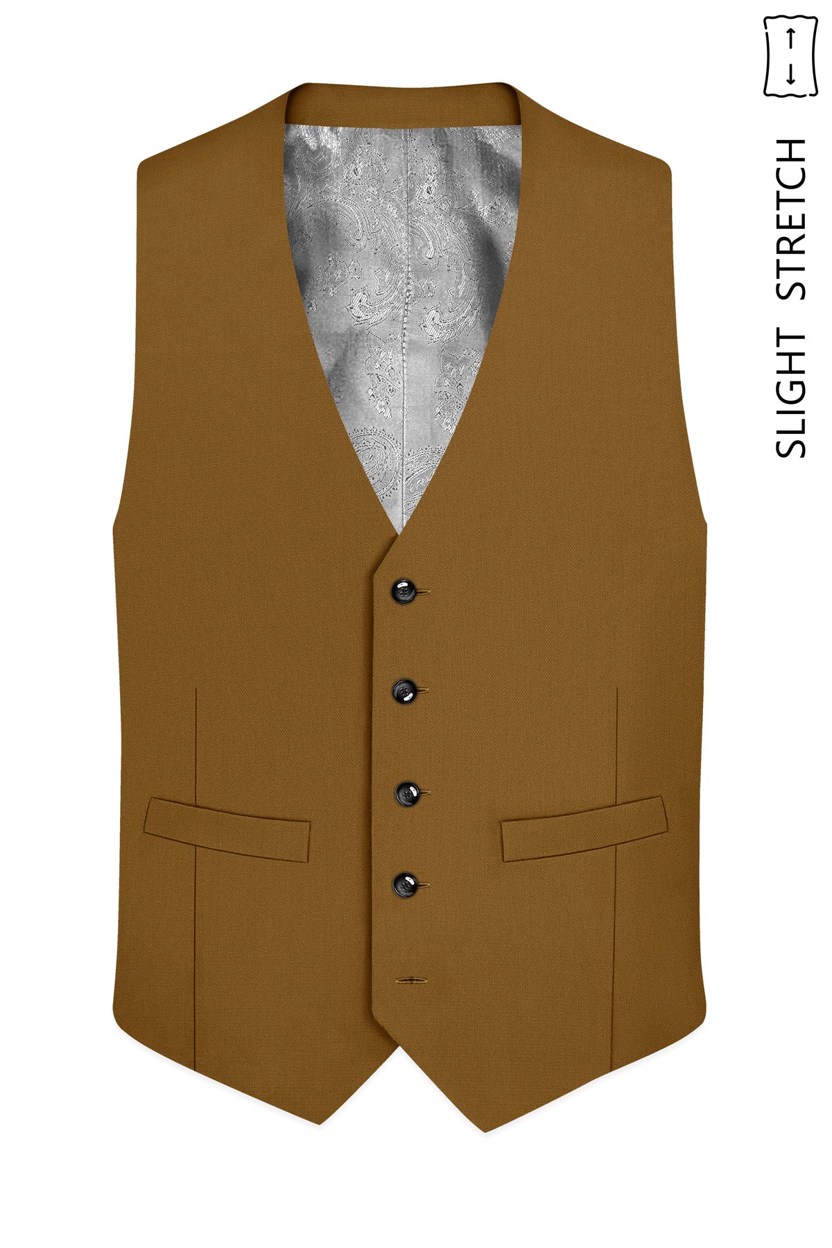 Sartoro-Otter Brown Diamond Textured Wool Rich Slight Stretch Waistcoat