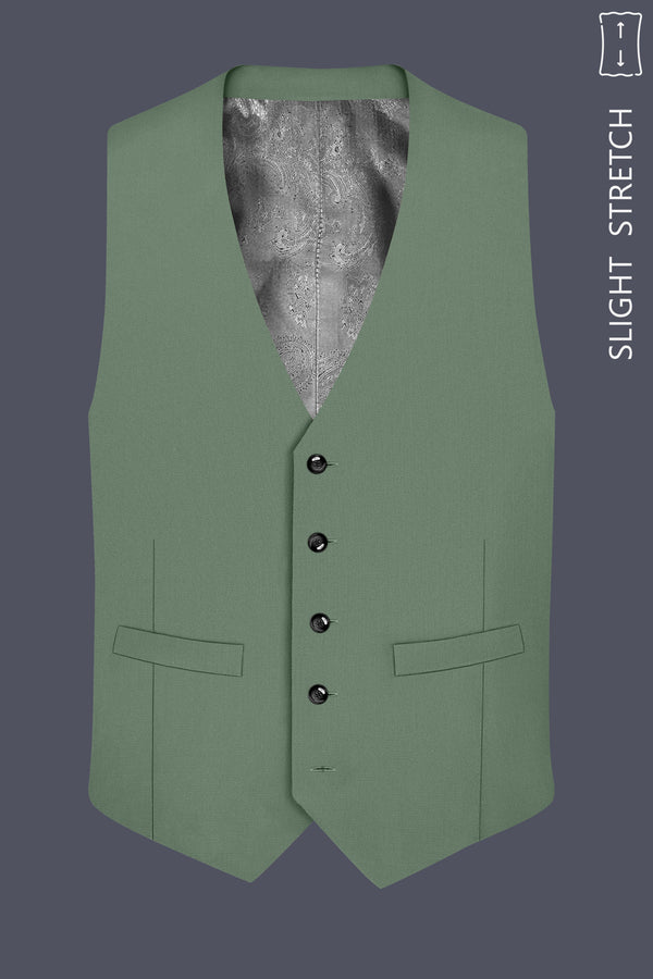 Avon-Glade Green Diamond Textured Wool Rich Slight Stretch Waistcoat