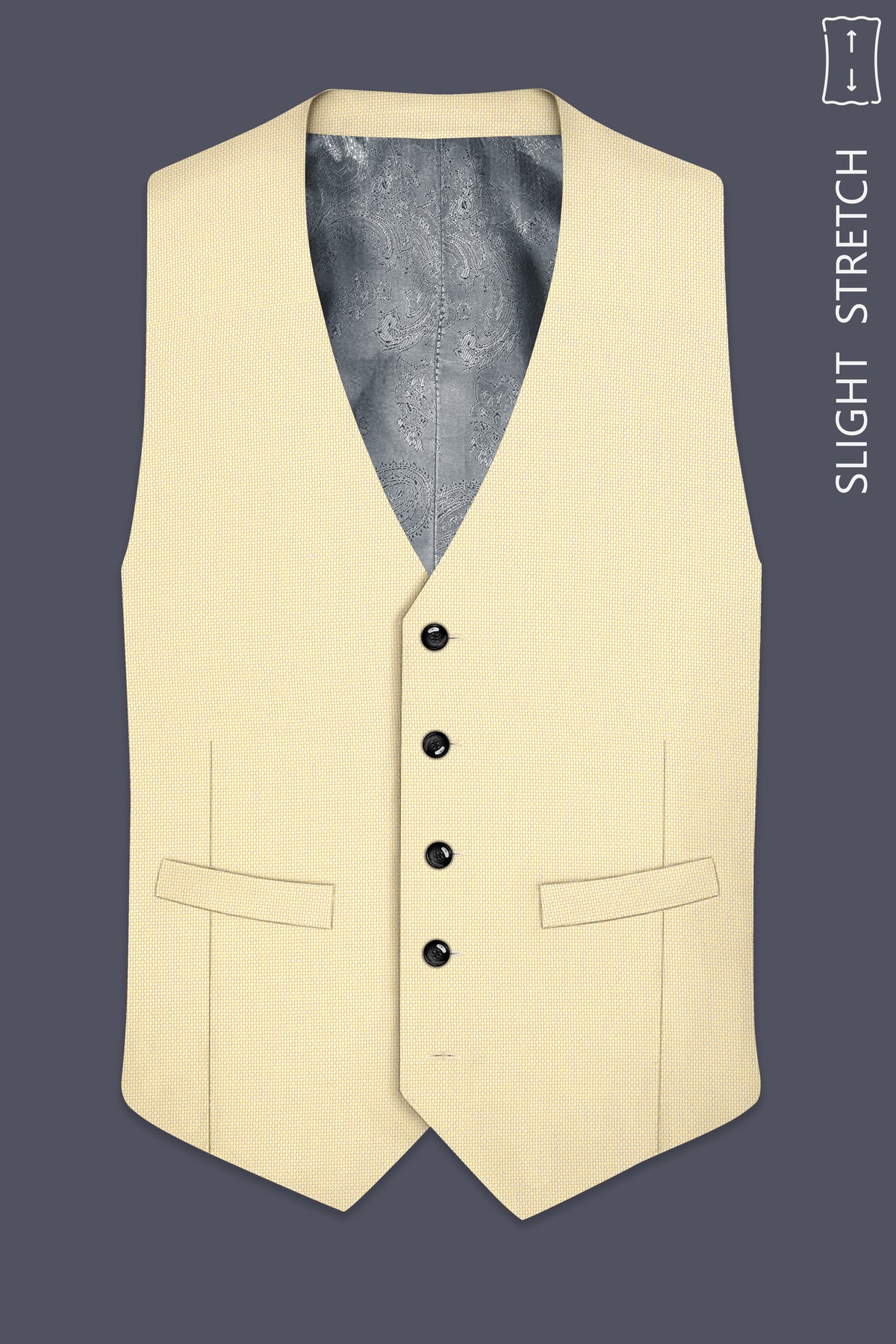 Lumine-Bavarian Cream Diamond Textured Wool Rich Slight Stretch Waistcoat