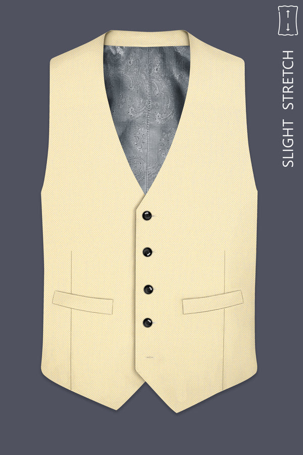 Lumine-Bavarian Cream Diamond Textured Wool Rich Slight Stretch Waistcoat