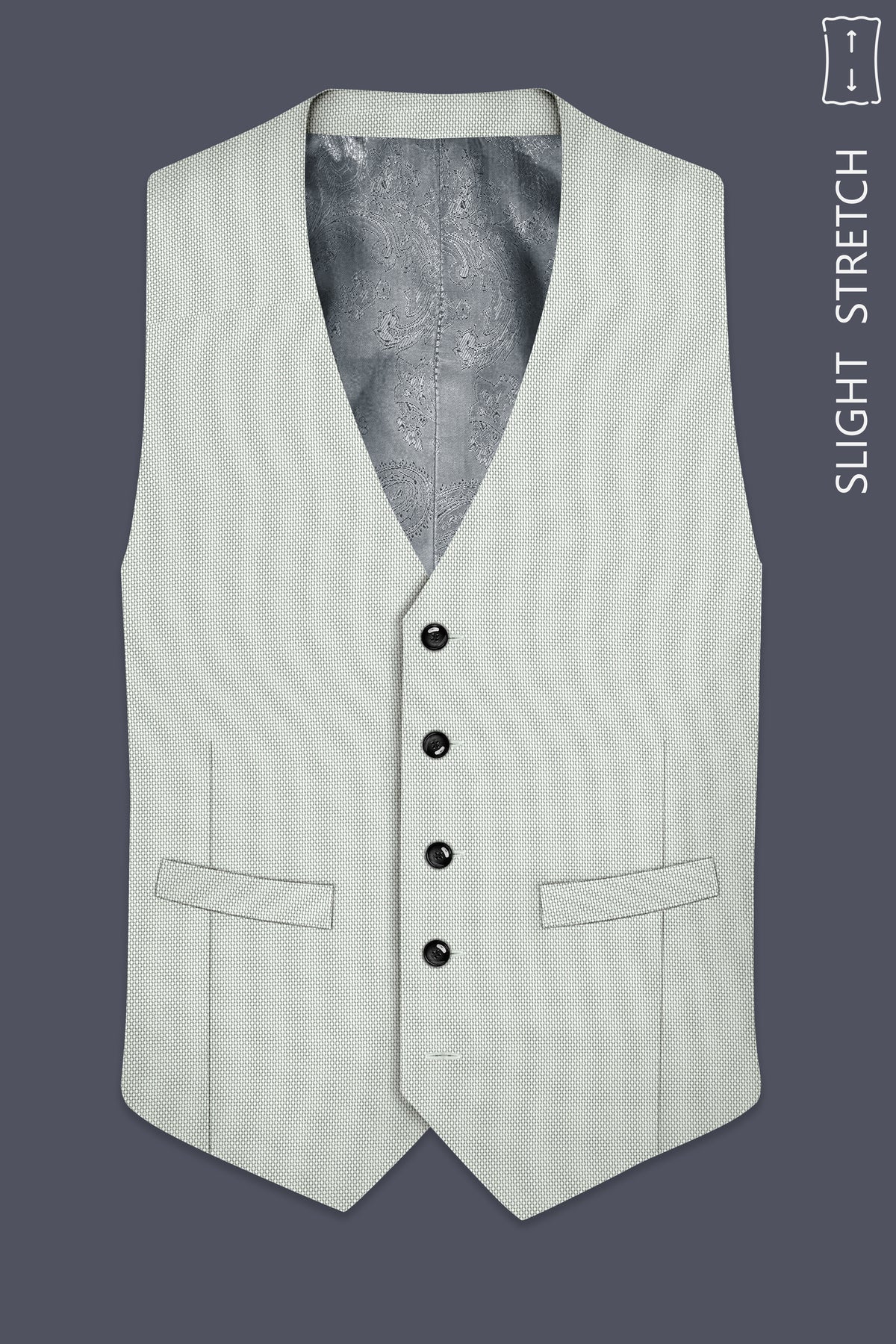 Cavell-Ash Gray Diamond Textured Wool Rich Slight Stretch Waistcoat