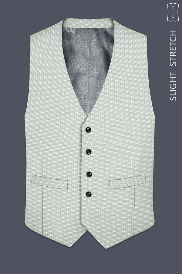 Cavell-Ash Gray Diamond Textured Wool Rich Slight Stretch Waistcoat