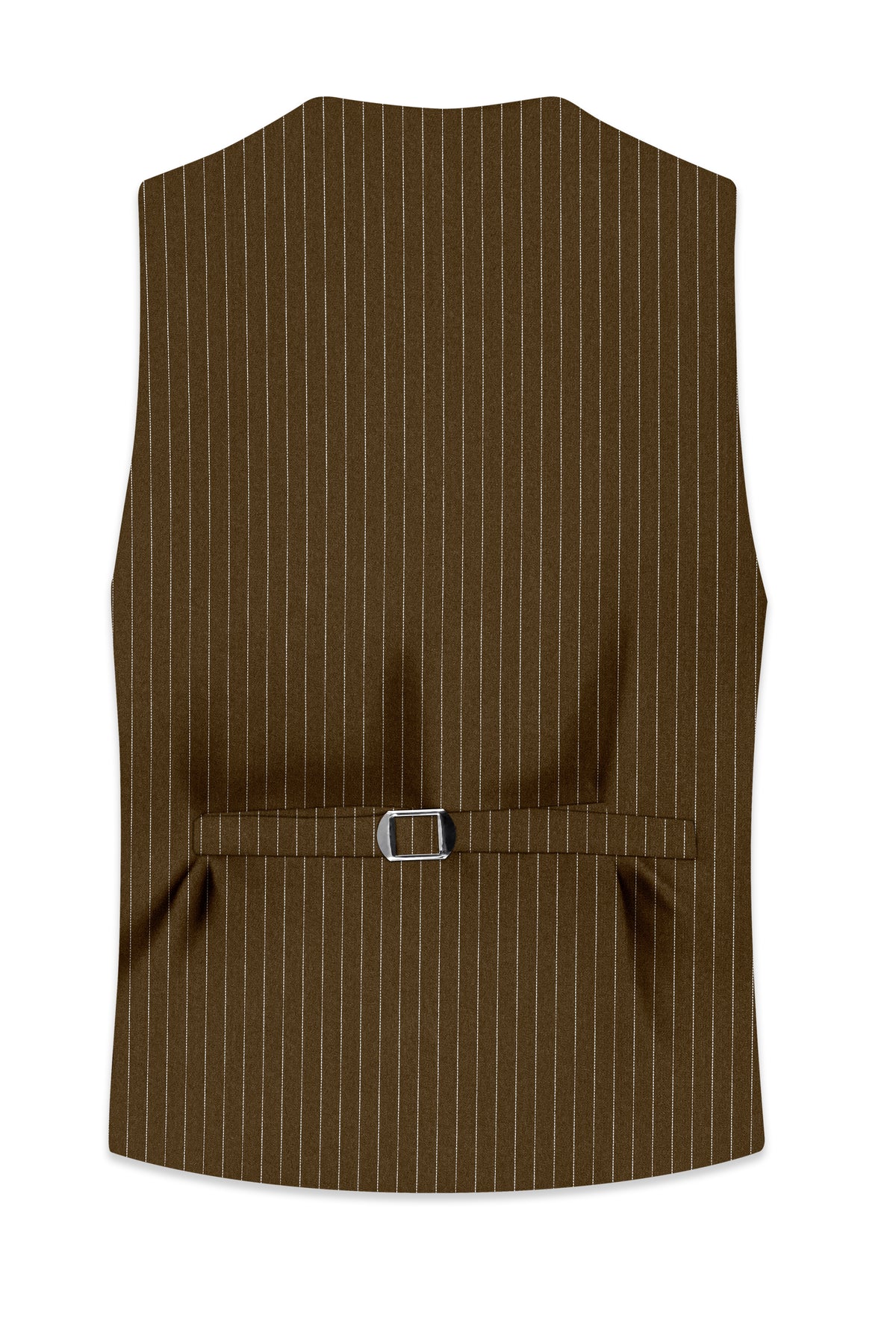 Sable-Antique Brown Chalk Striped Wool Rich Wrinkle-Free Fluid Drape Fabric Waistcoat