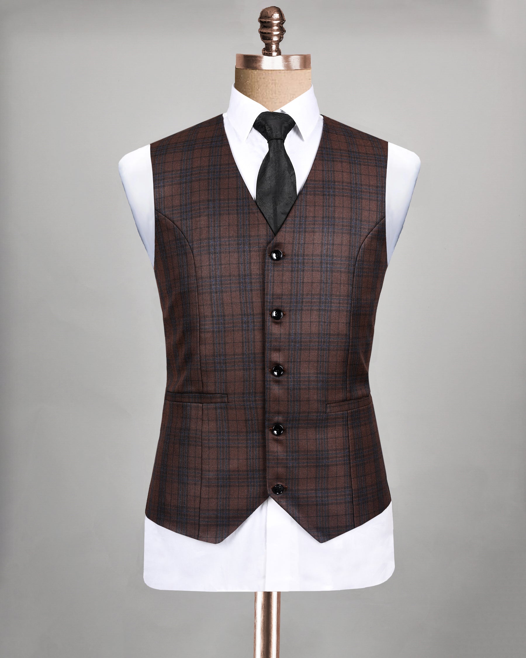 Gingerbread Plaid Wool blend Waistcoat