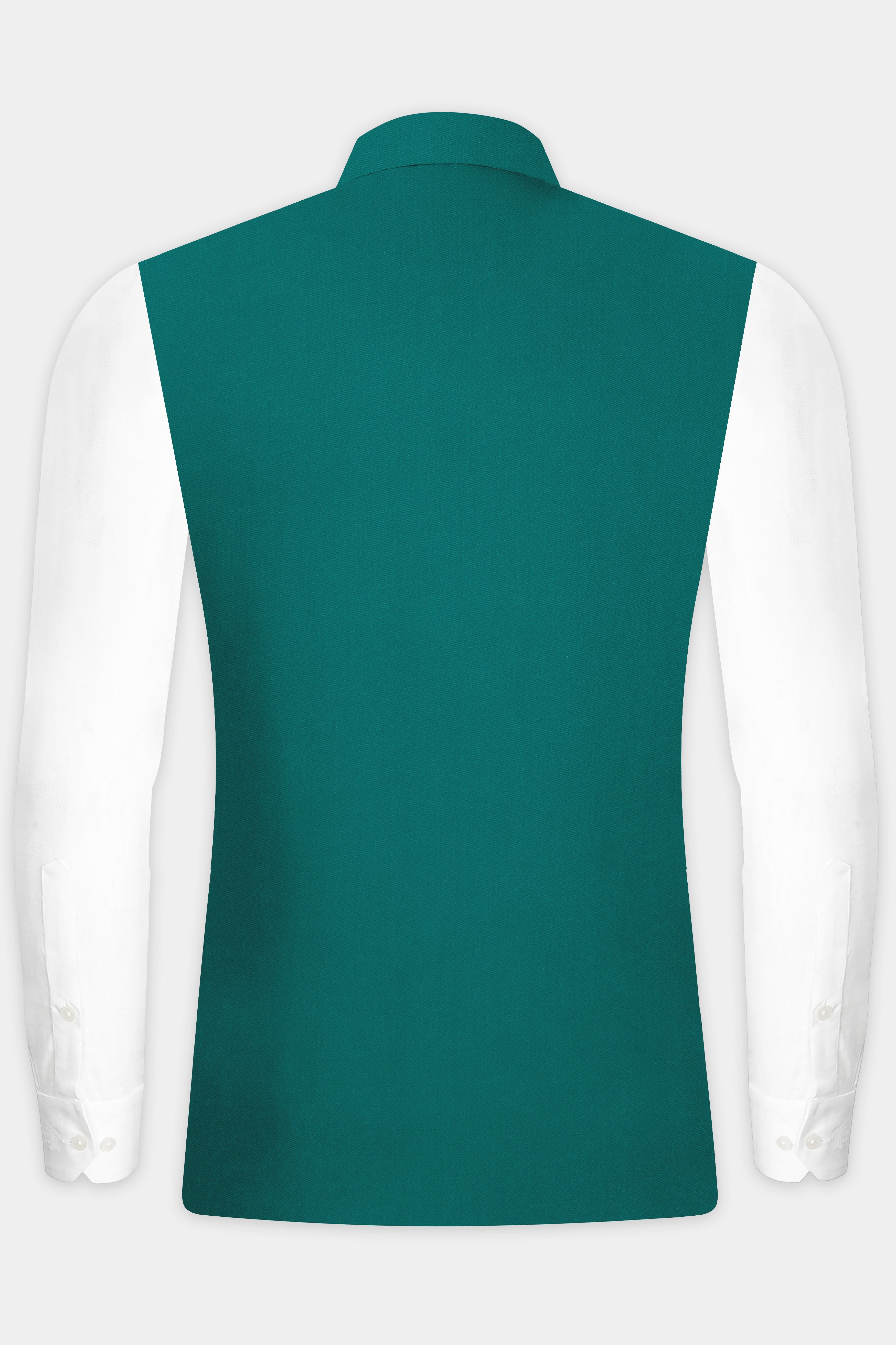 Verdant Classic-Surfie Green Solid Wool Rich Slight Stretch Nehru Jacket