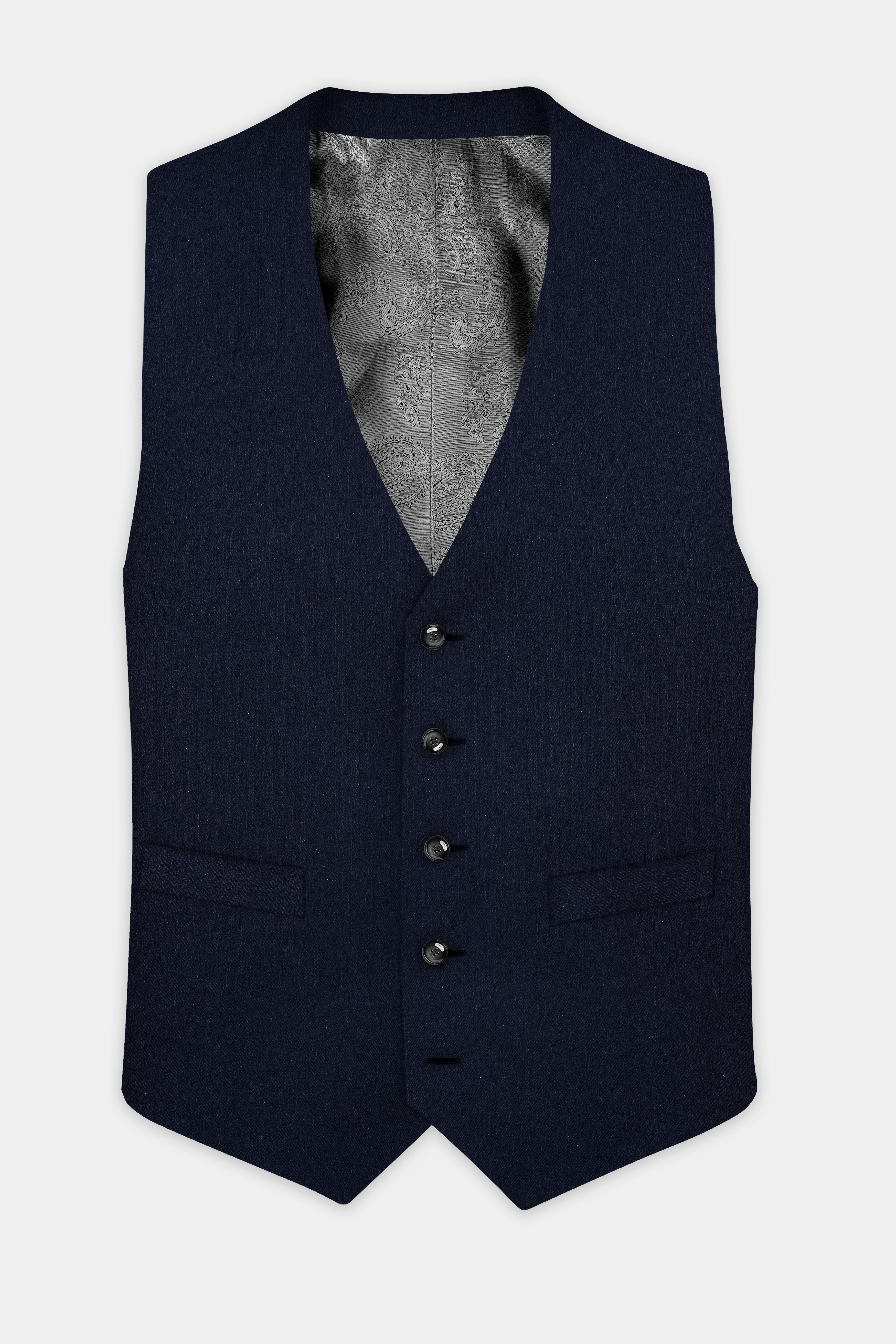 Tealish Blue Solid Cotton Waistcoat