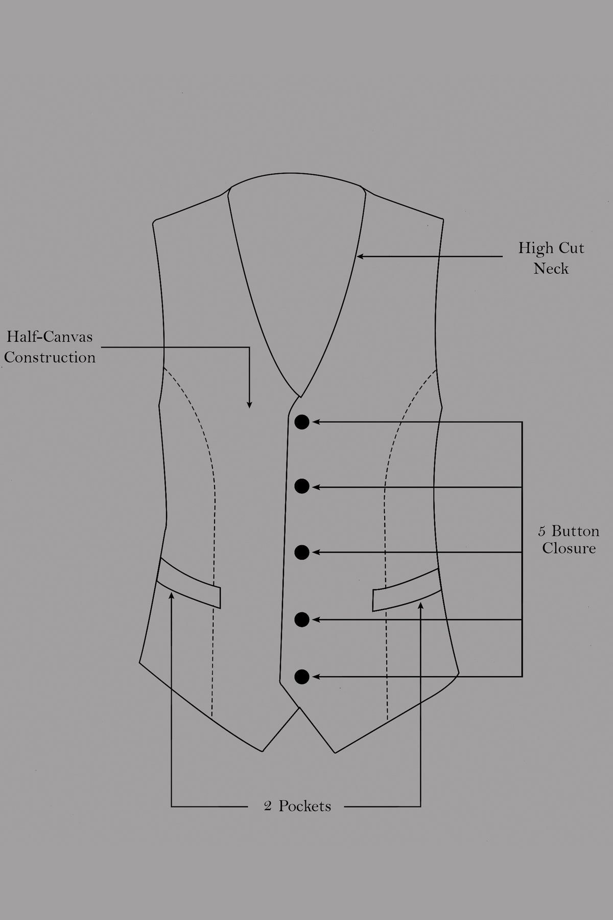 Monvex-Tuna Gray Pencil Striped Wool Rich Slight Stretch Waistcoat