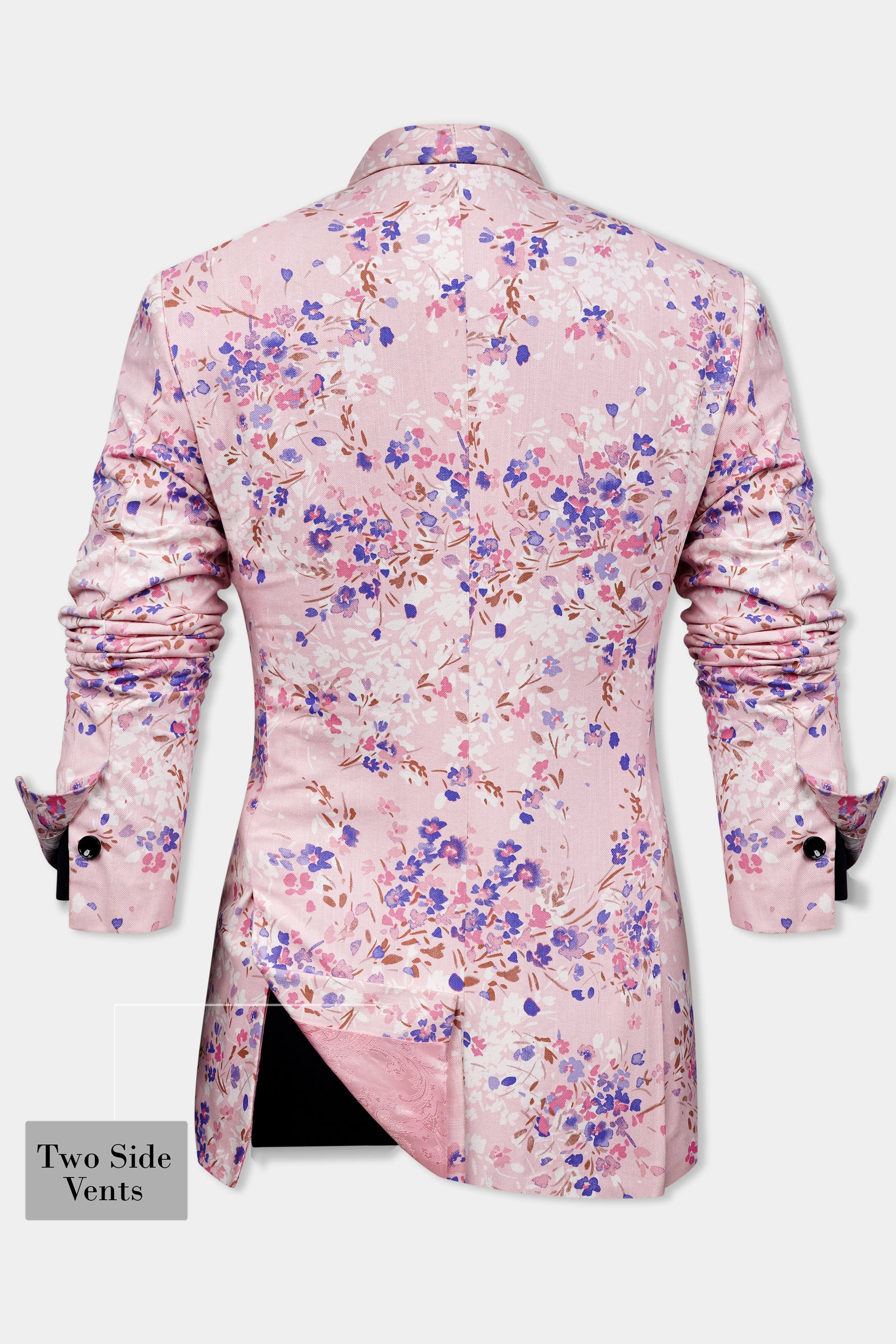 Gainsboro Pink and Scampi Blue Multicolour Ditsy Printed Premium Cotton Women’s Designer Blazer