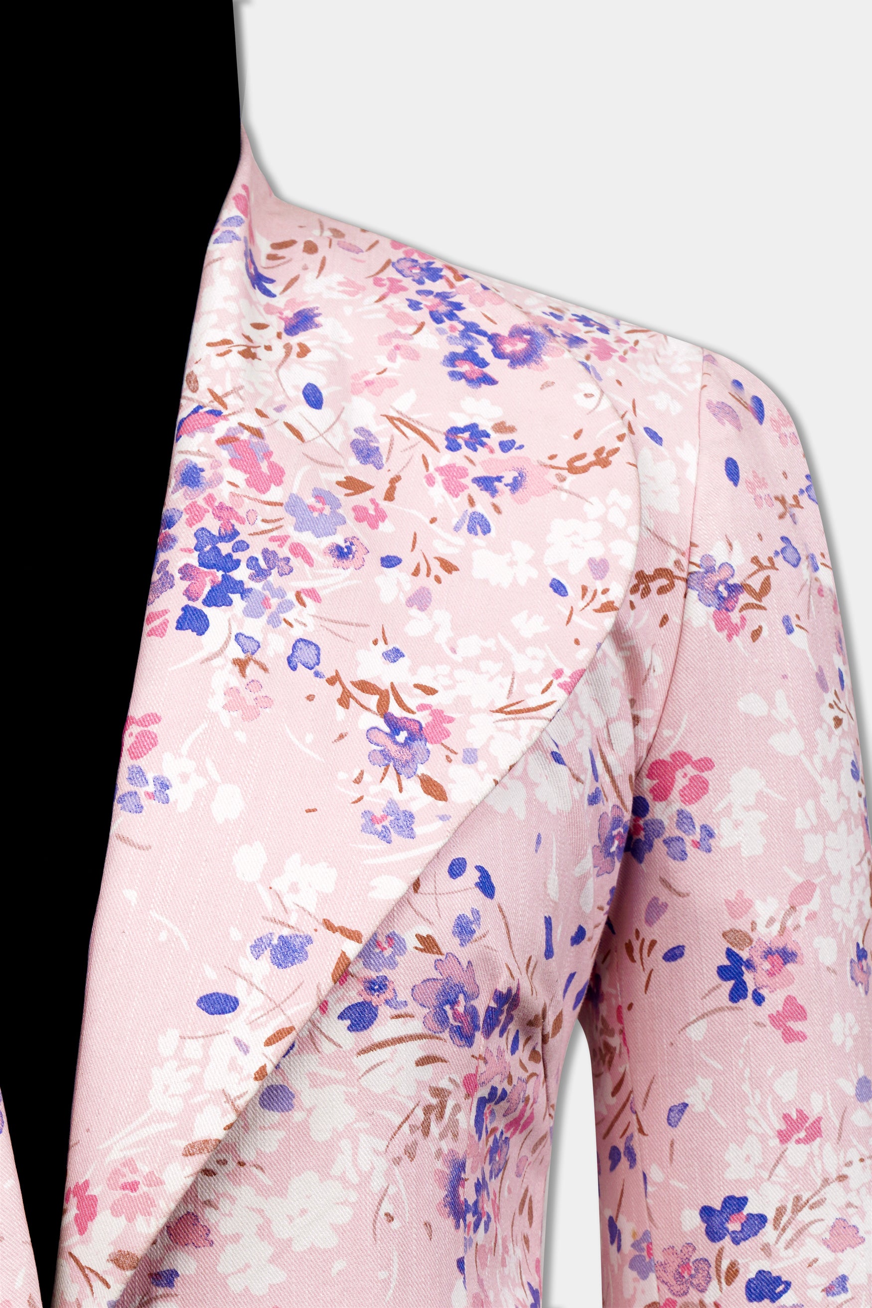 Gainsboro Pink and Scampi Blue Multicolour Ditsy Printed Premium Cotton Women’s Designer Blazer