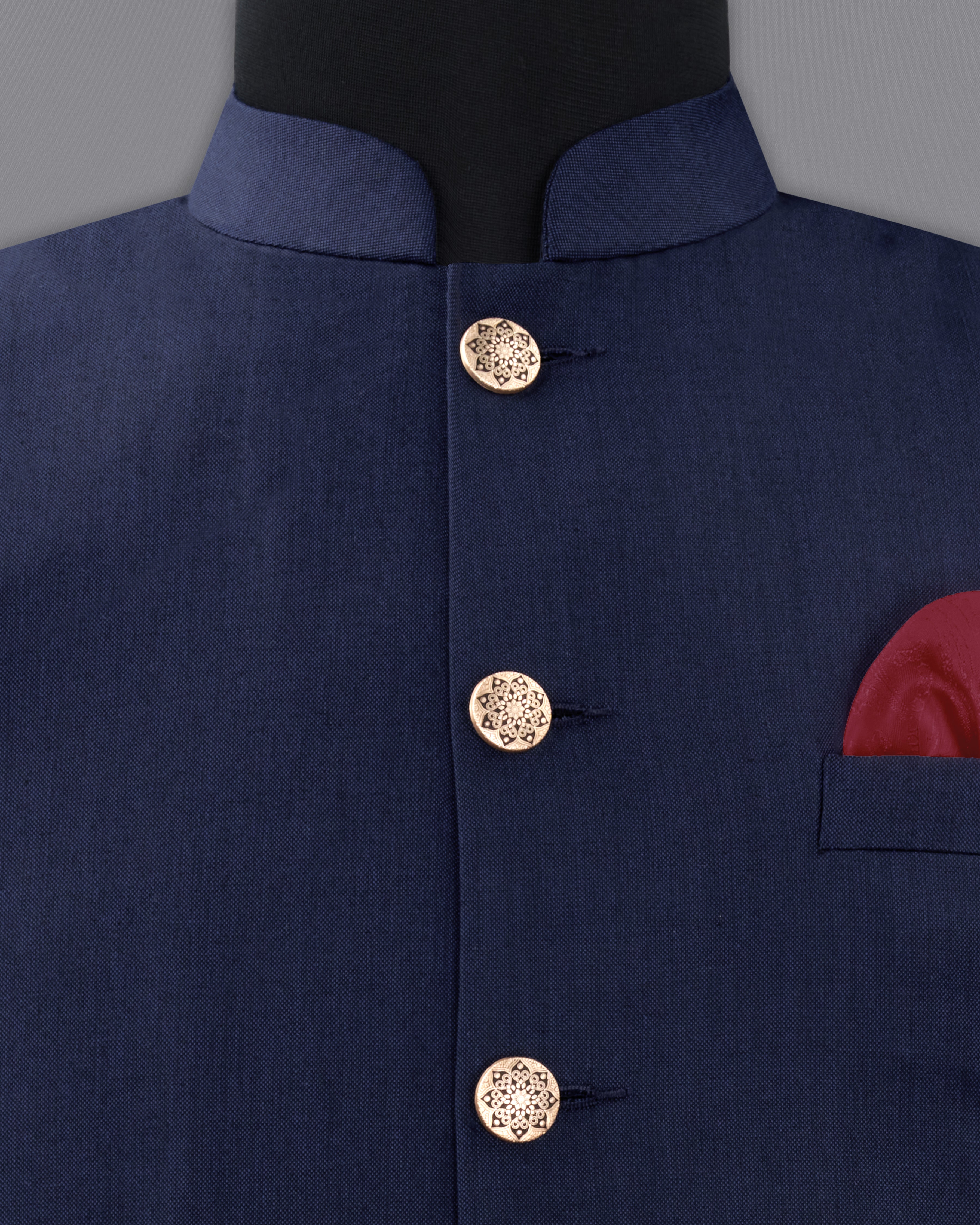 Gunmetal Navy Blue Nehru Jacket