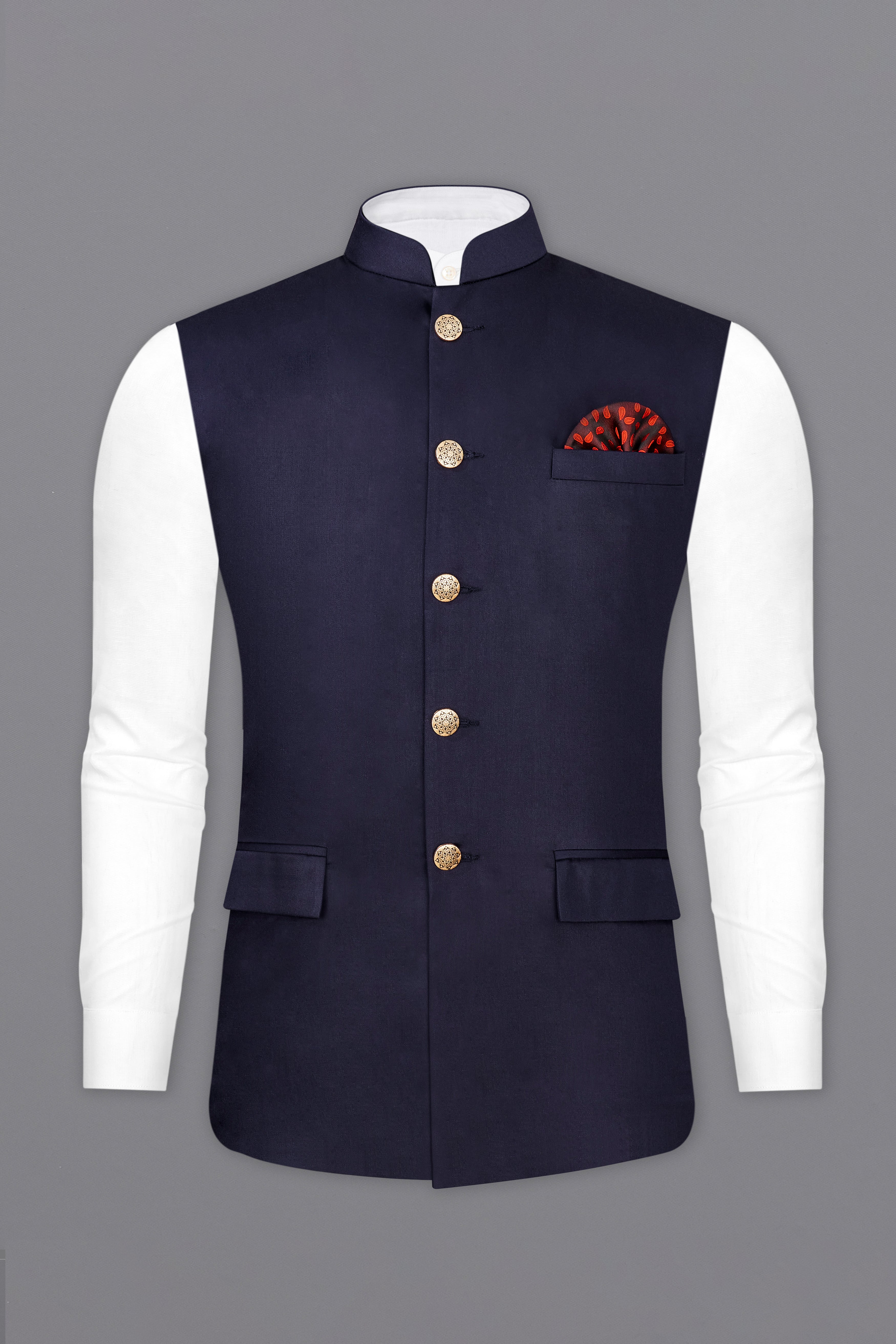 Navy blue nehru jacket outlet