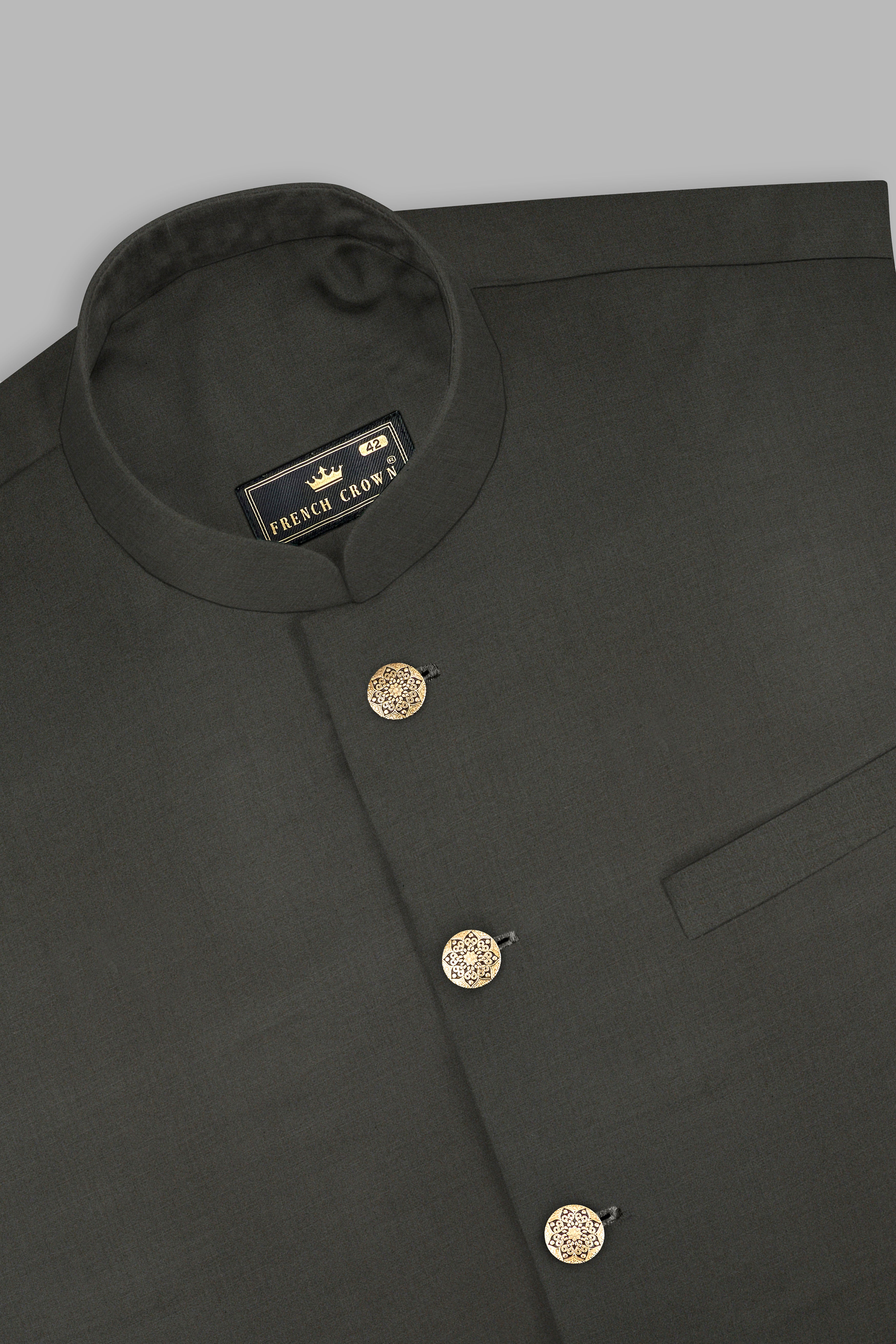 Rangoon Green Wool Rich Nehru Jacket