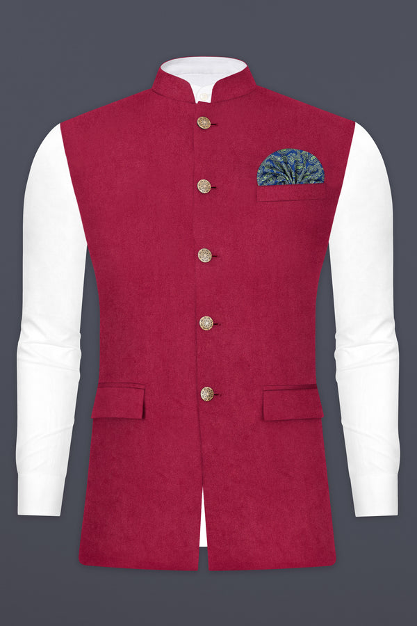 Claret Red Velvet Nehru Jacket