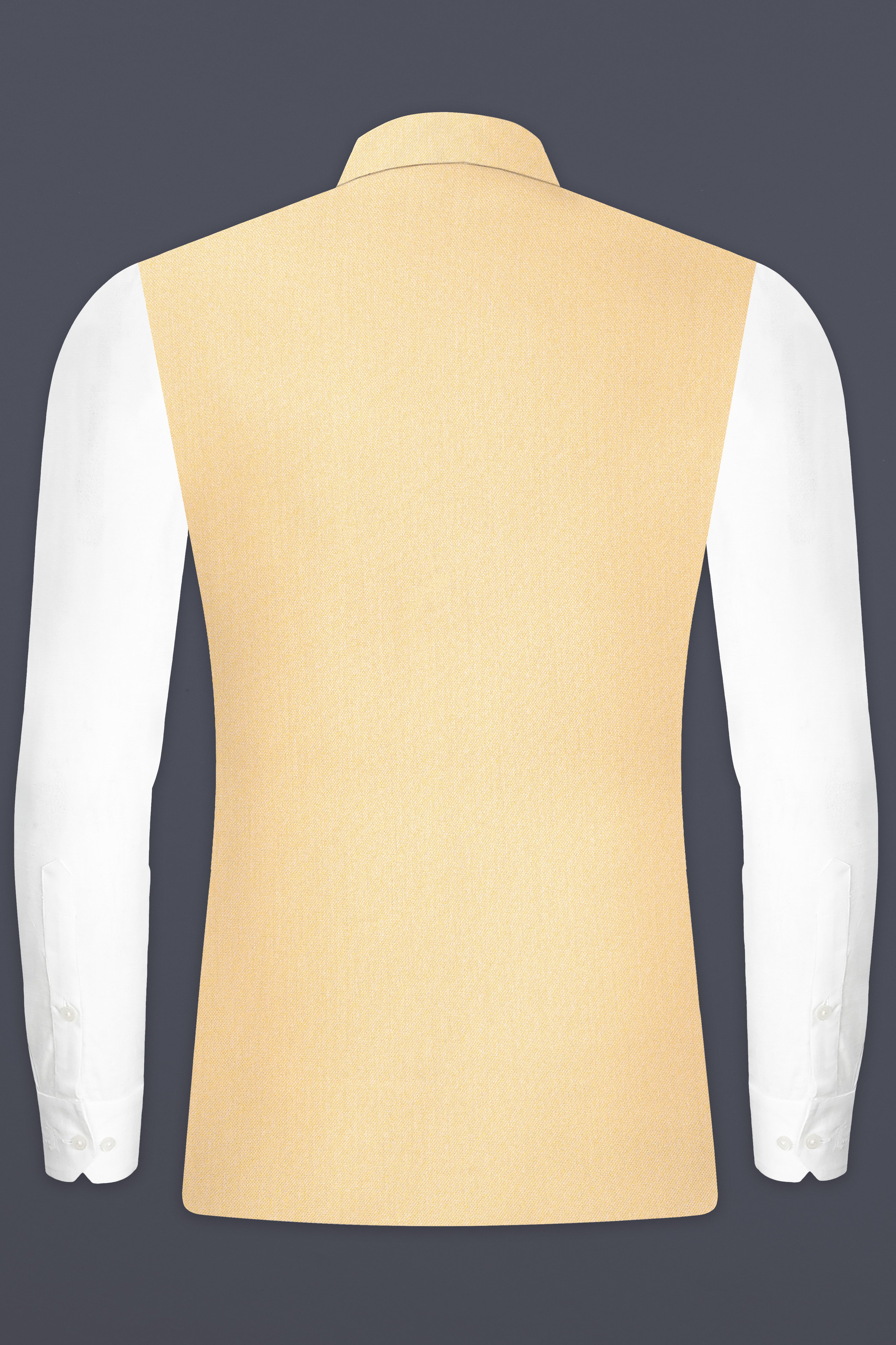 Marzipan Cream Textured Wool Blend Nehru Jacket