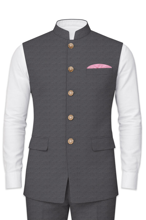 Vampire Gray Solid Nehru Jacket
