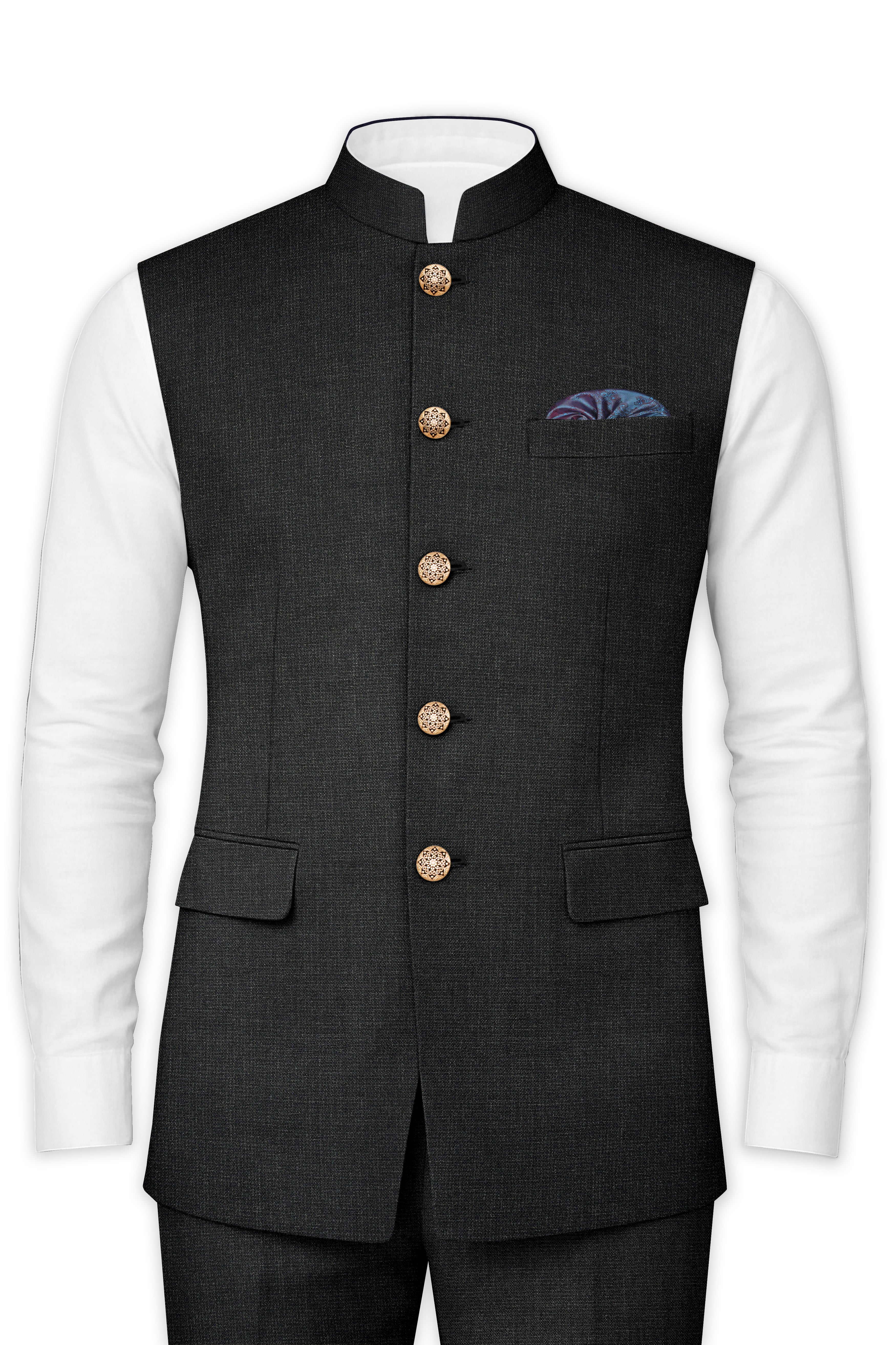 Piano Gray Textured Nehru Jacket