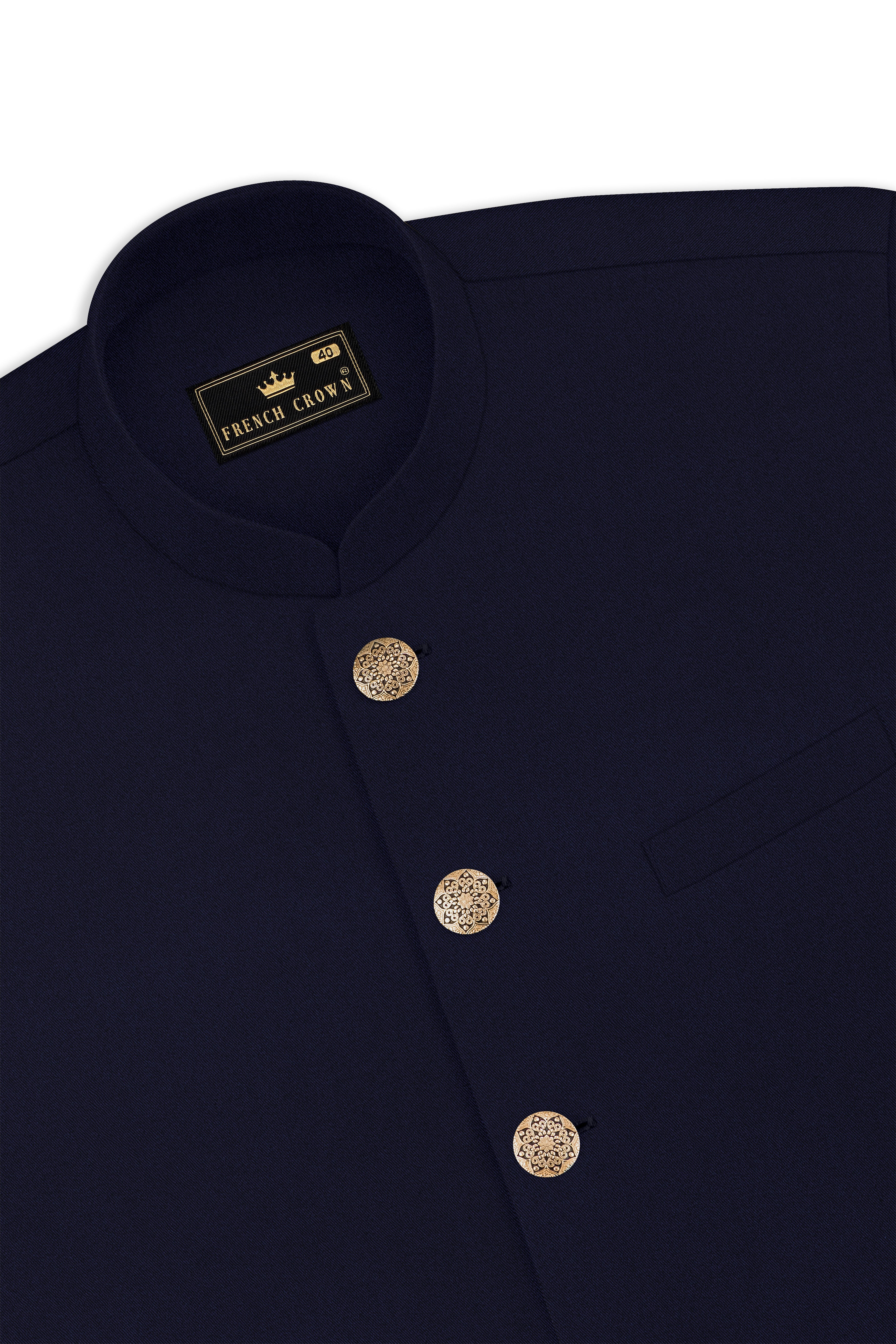 Gunmetal Blue Solid Nehru Jacket