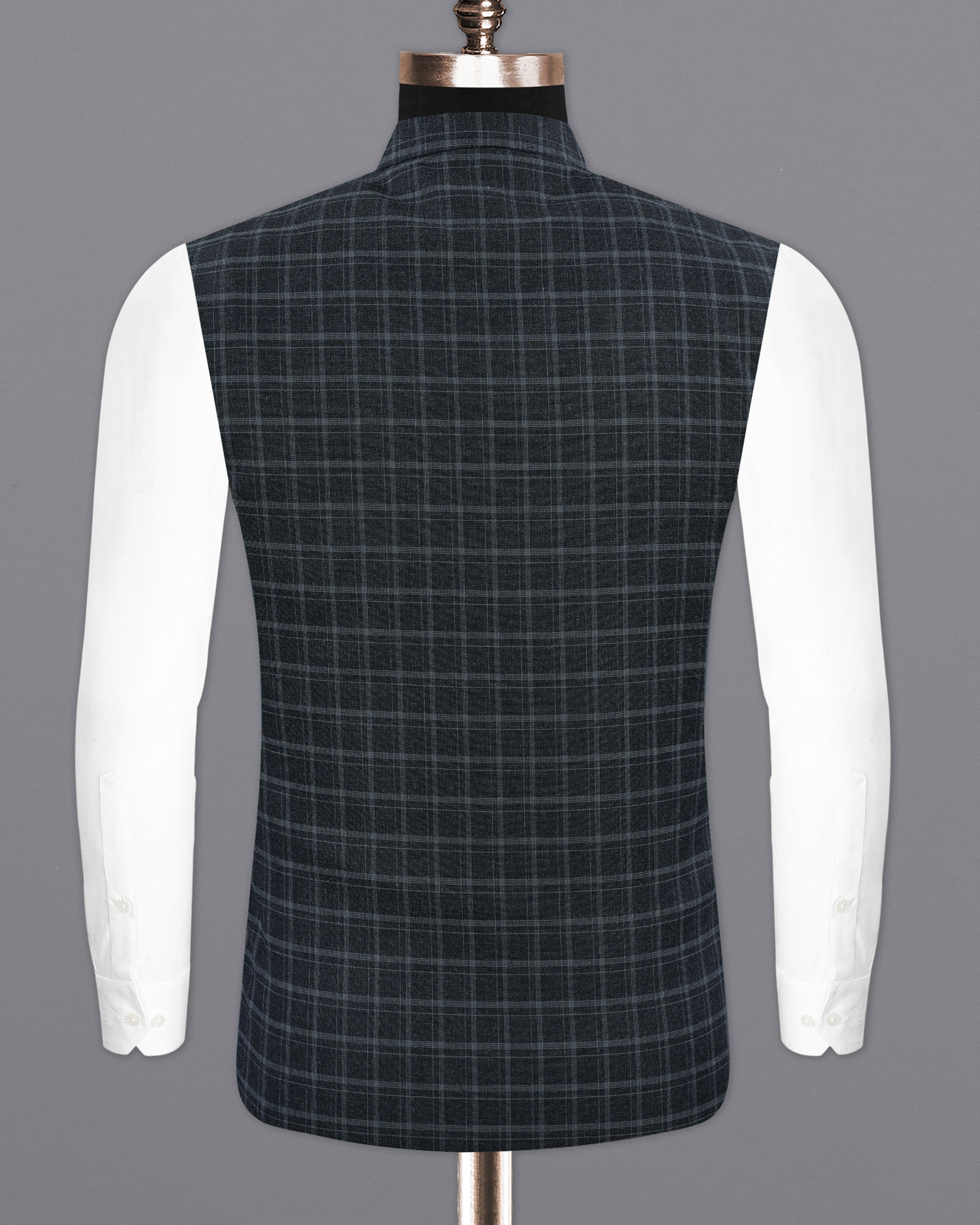 Cape God Gray Checkered Nehru Jacket