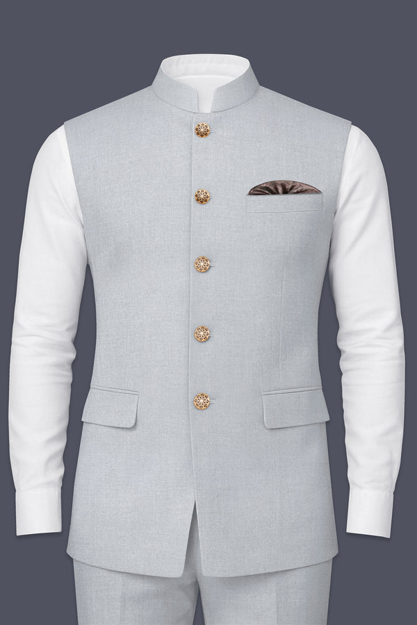 Spun Pearl Gray Textured Bandhgala Nehru Jacket