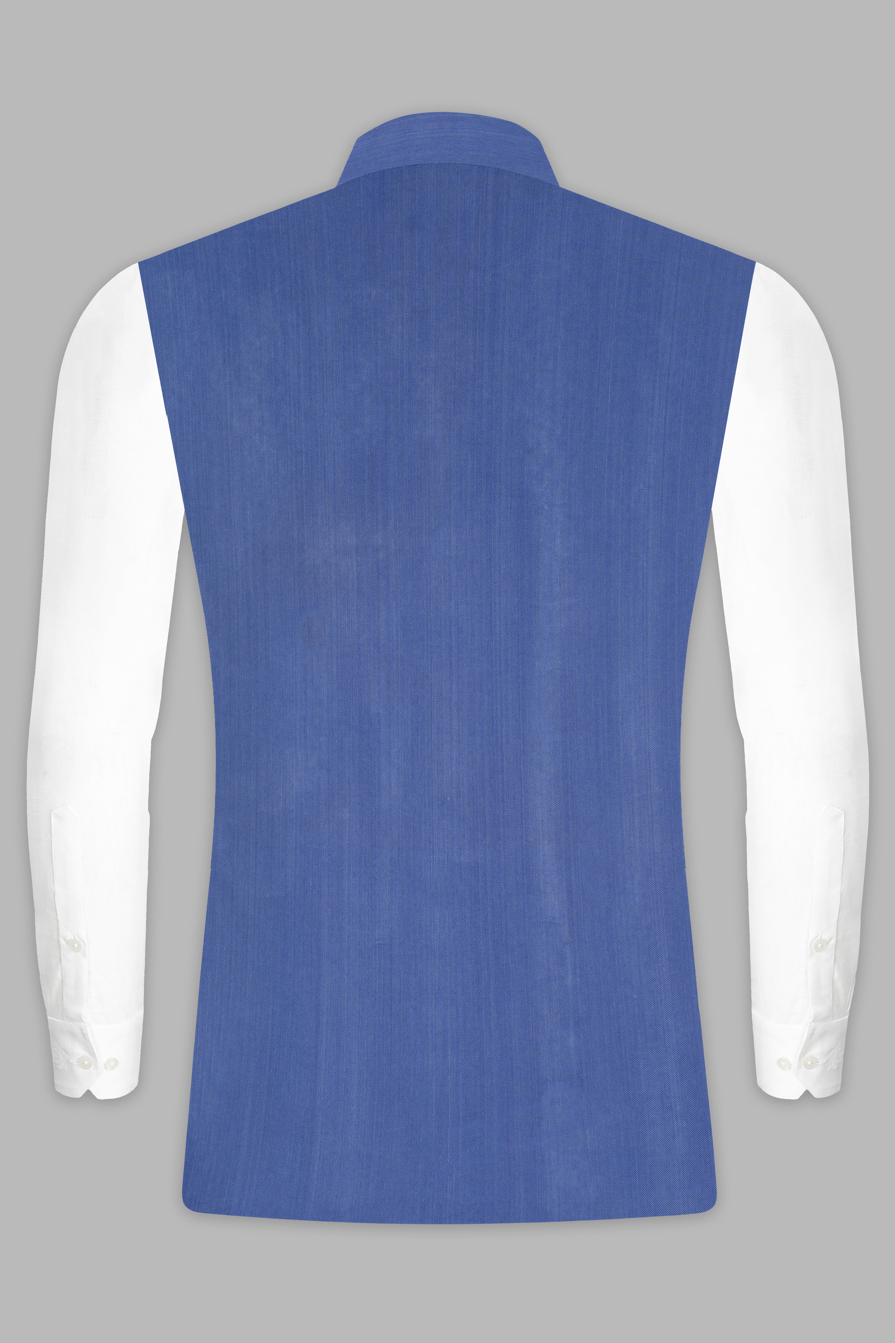 Twilight Blue Premium Cotton Cross Placket Bandhgala Nehru Jacket